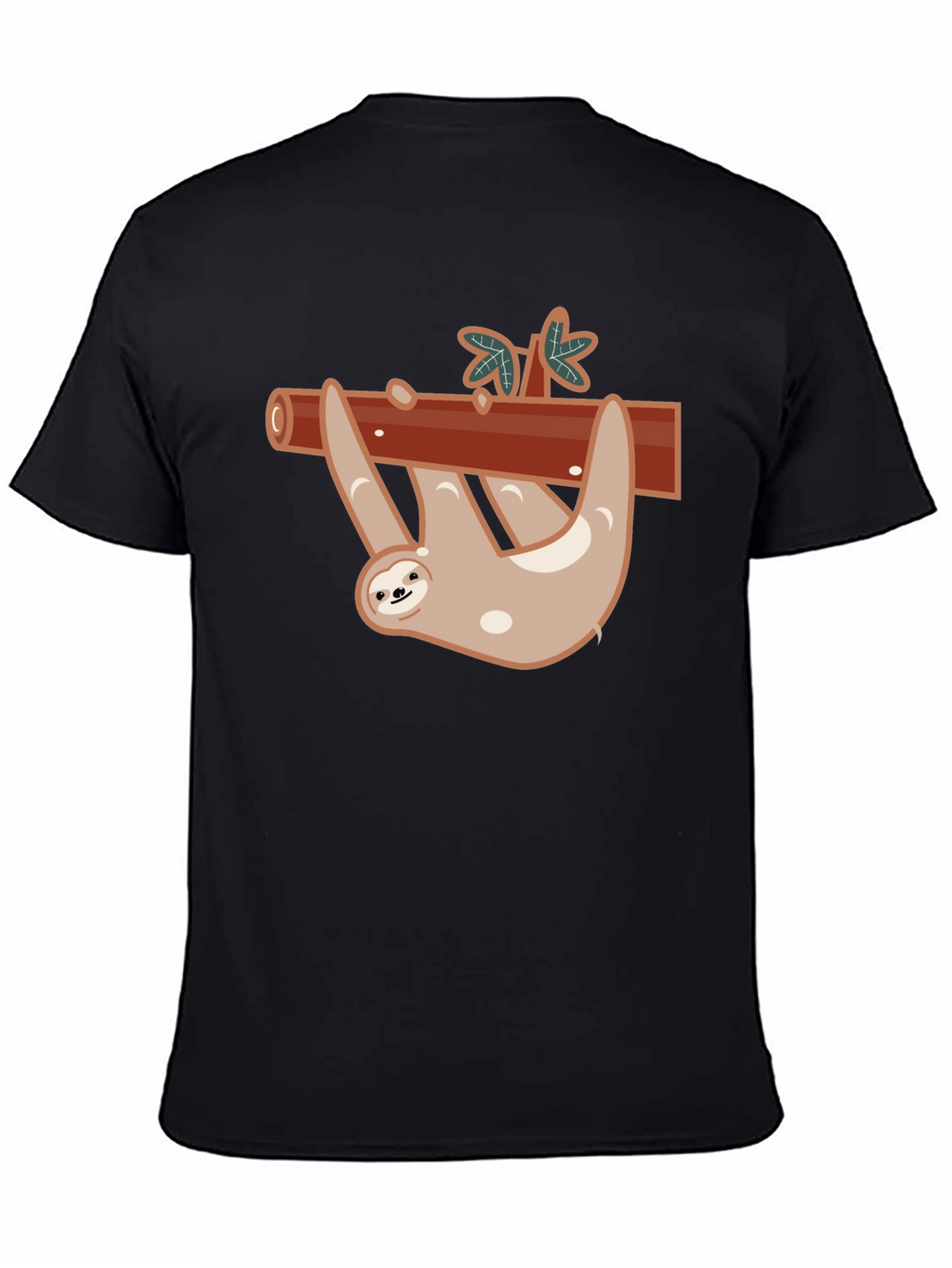 Cute Sloth On Branch Black T-Shirt