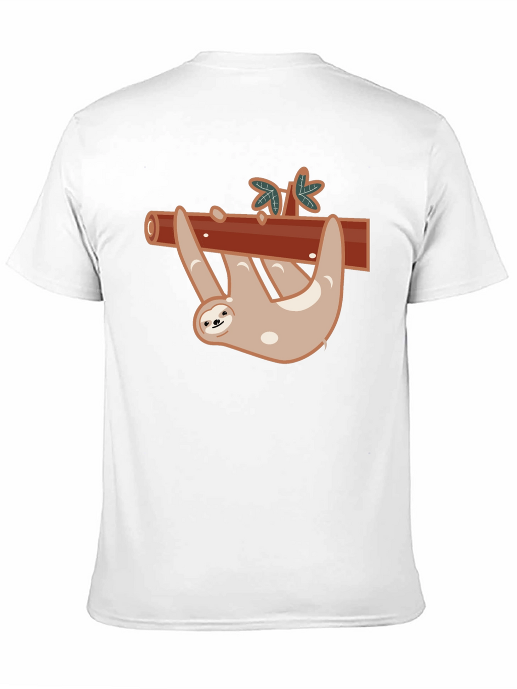 Cute Sloth On Branch Black T-Shirt