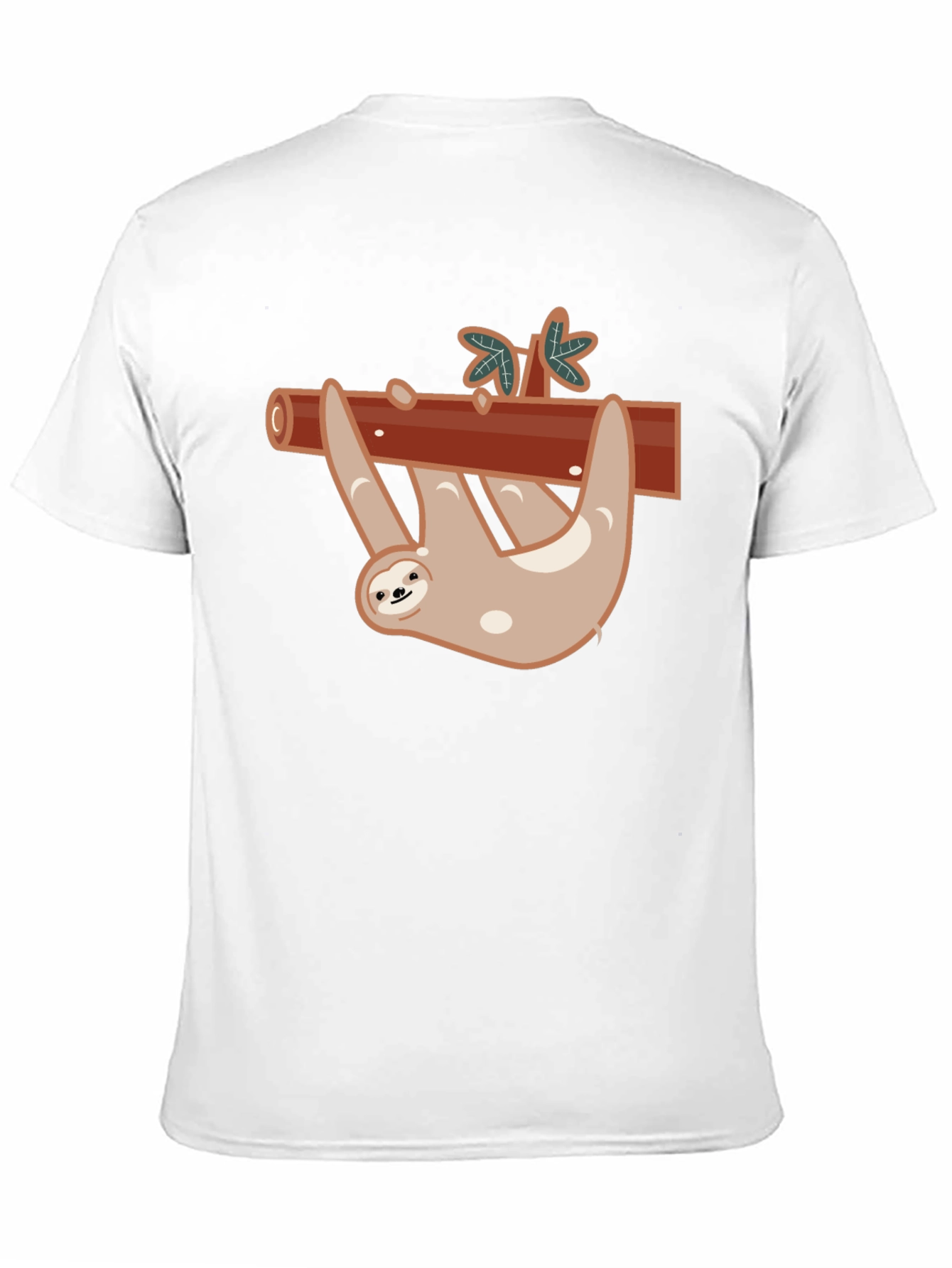 Cute Sloth On Branch Black T-Shirt