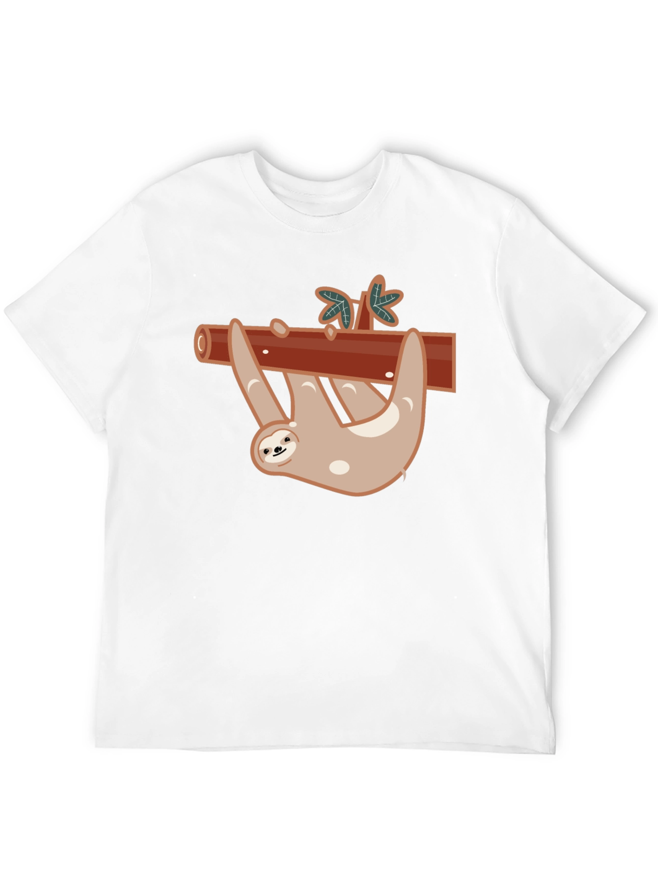 Cute Sloth On Branch Black T-Shirt