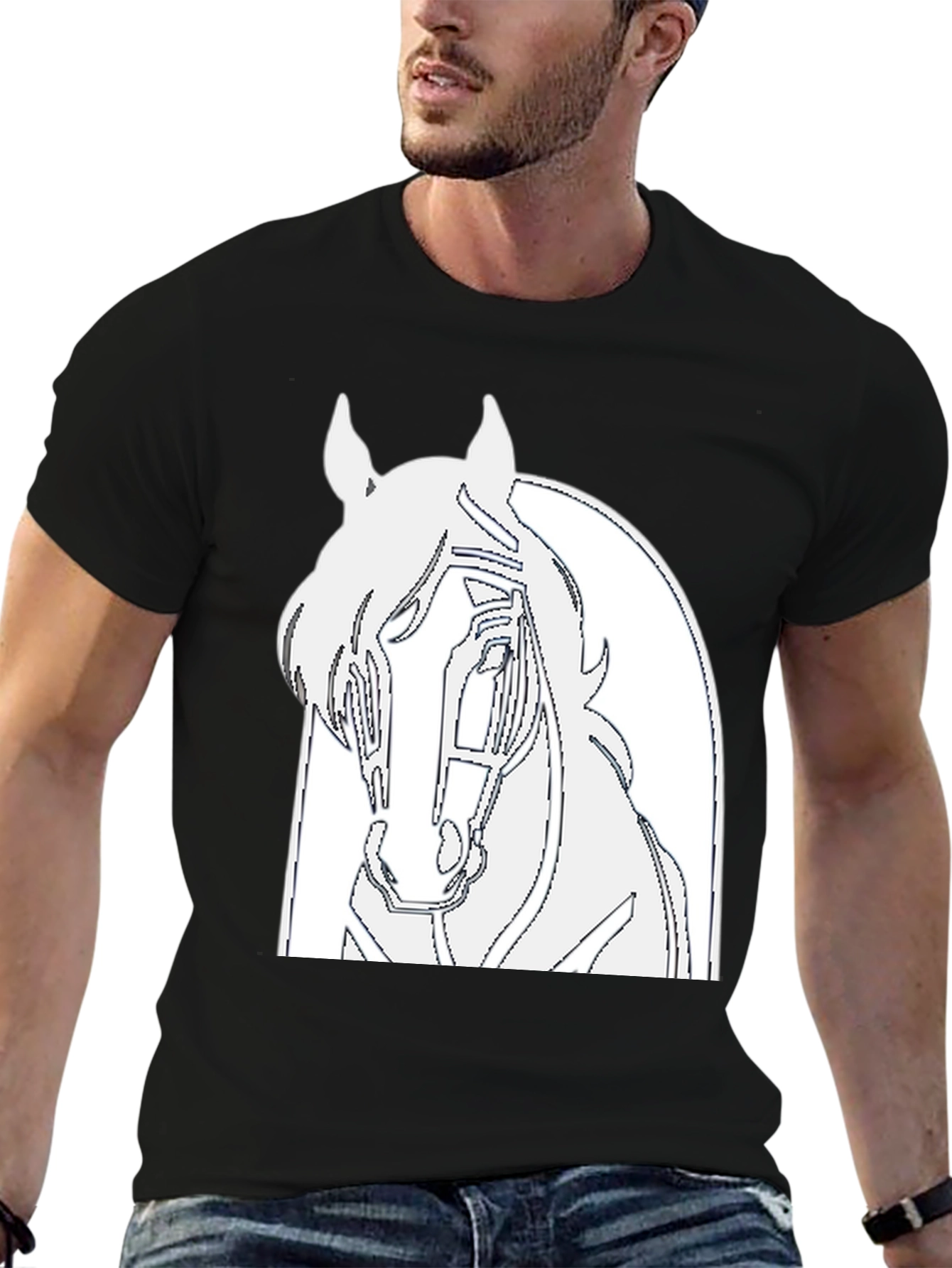 Black Horse Graphic Tee - Equestrian Style