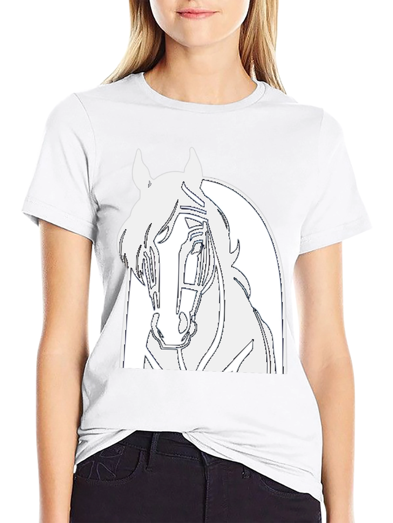 Black Horse Graphic Tee - Equestrian Style