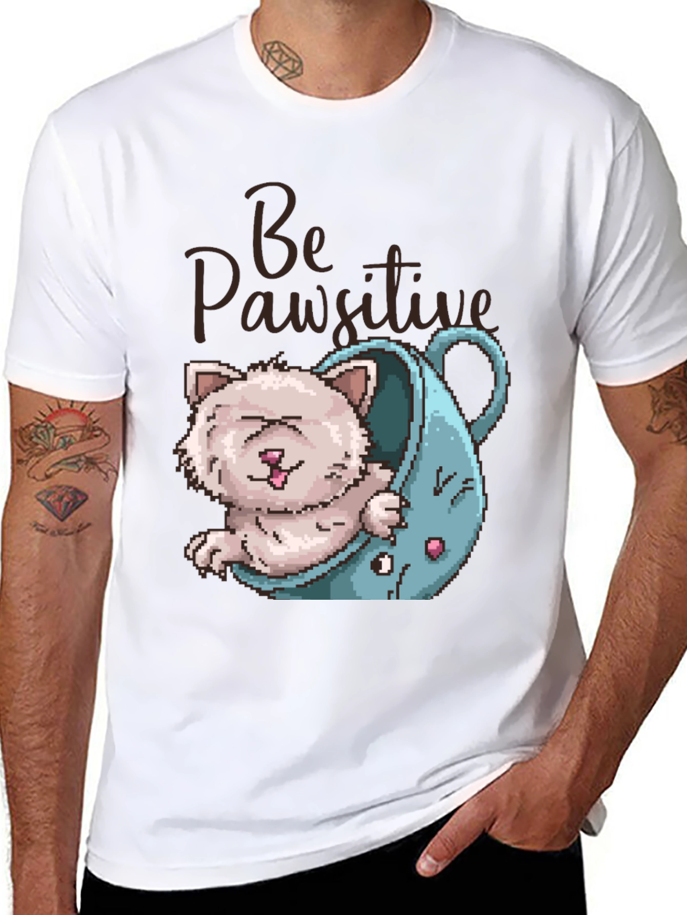 Be Pawsitive Cat Lover T-Shirt