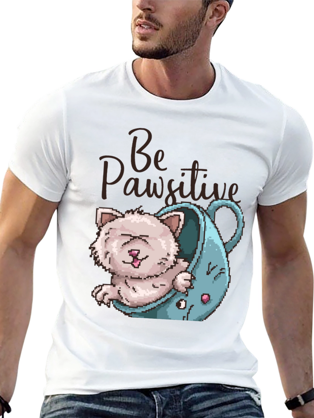 Be Pawsitive Cat Lover T-Shirt