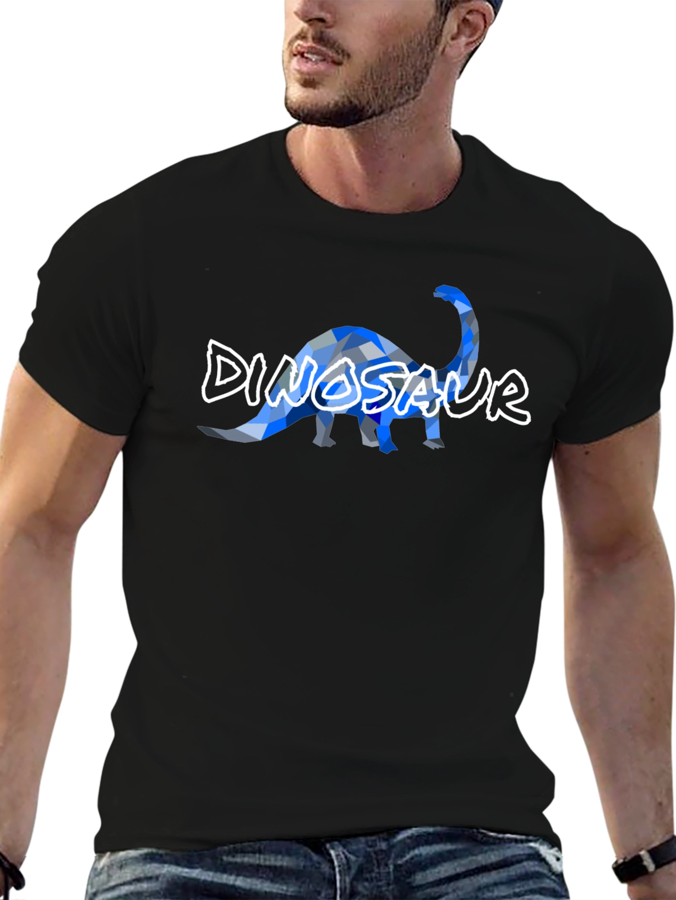 Dinosaur Geometric Graphic Print Mens Tee