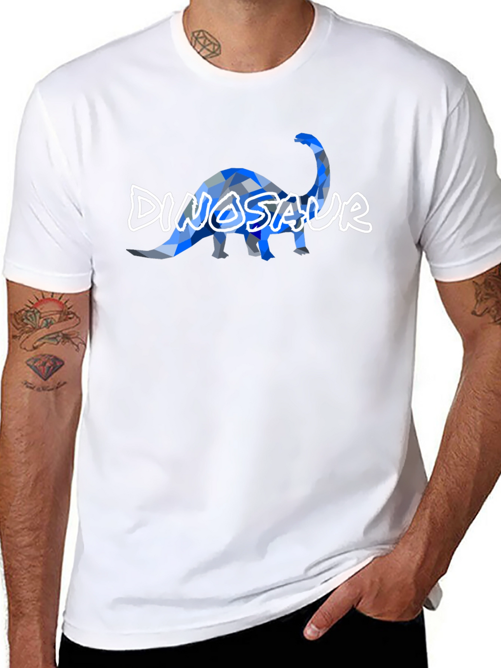 Dinosaur Geometric Graphic Print Mens Tee
