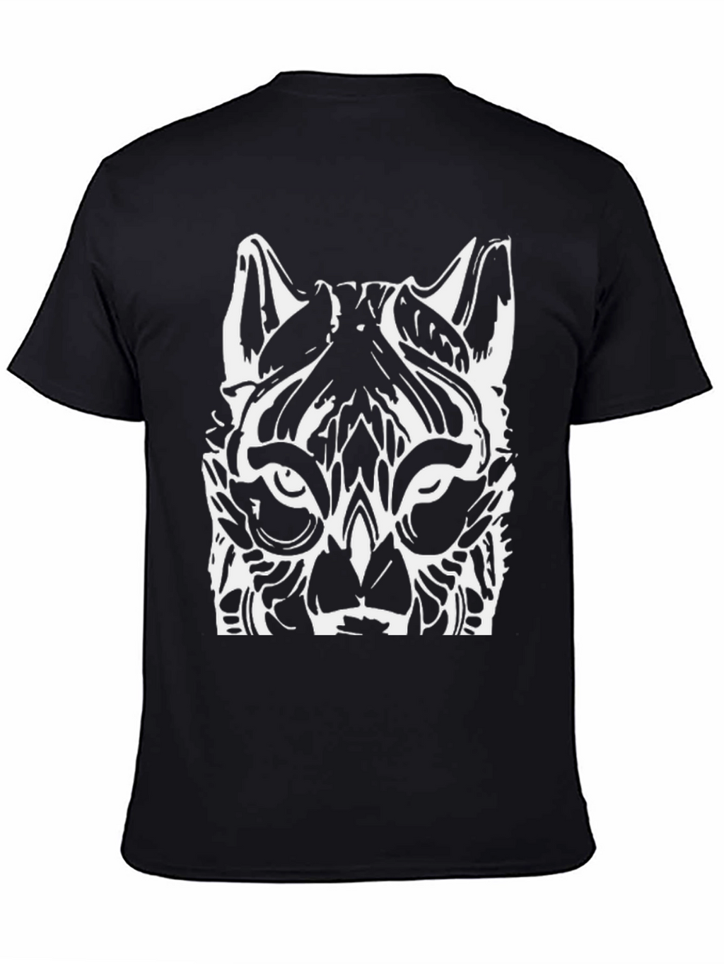 Bold Black Tee with White Wolf Graphic