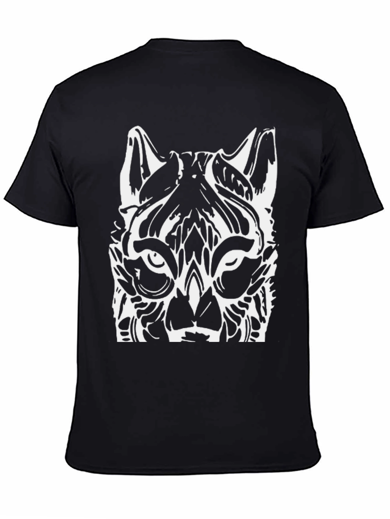Bold Black Tee with White Wolf Graphic