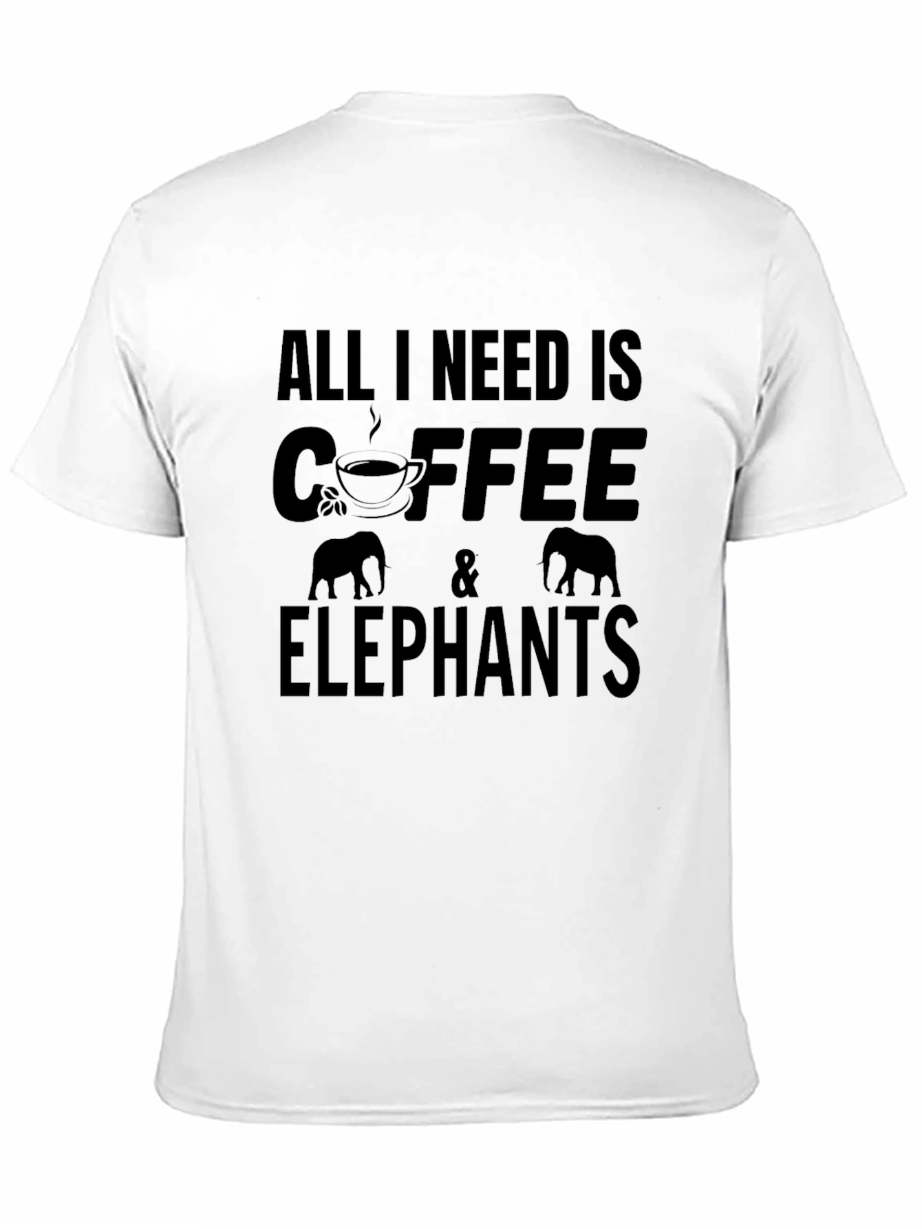 Coffee & Elephants Graphic Tee - Black Cotton T-Shirt