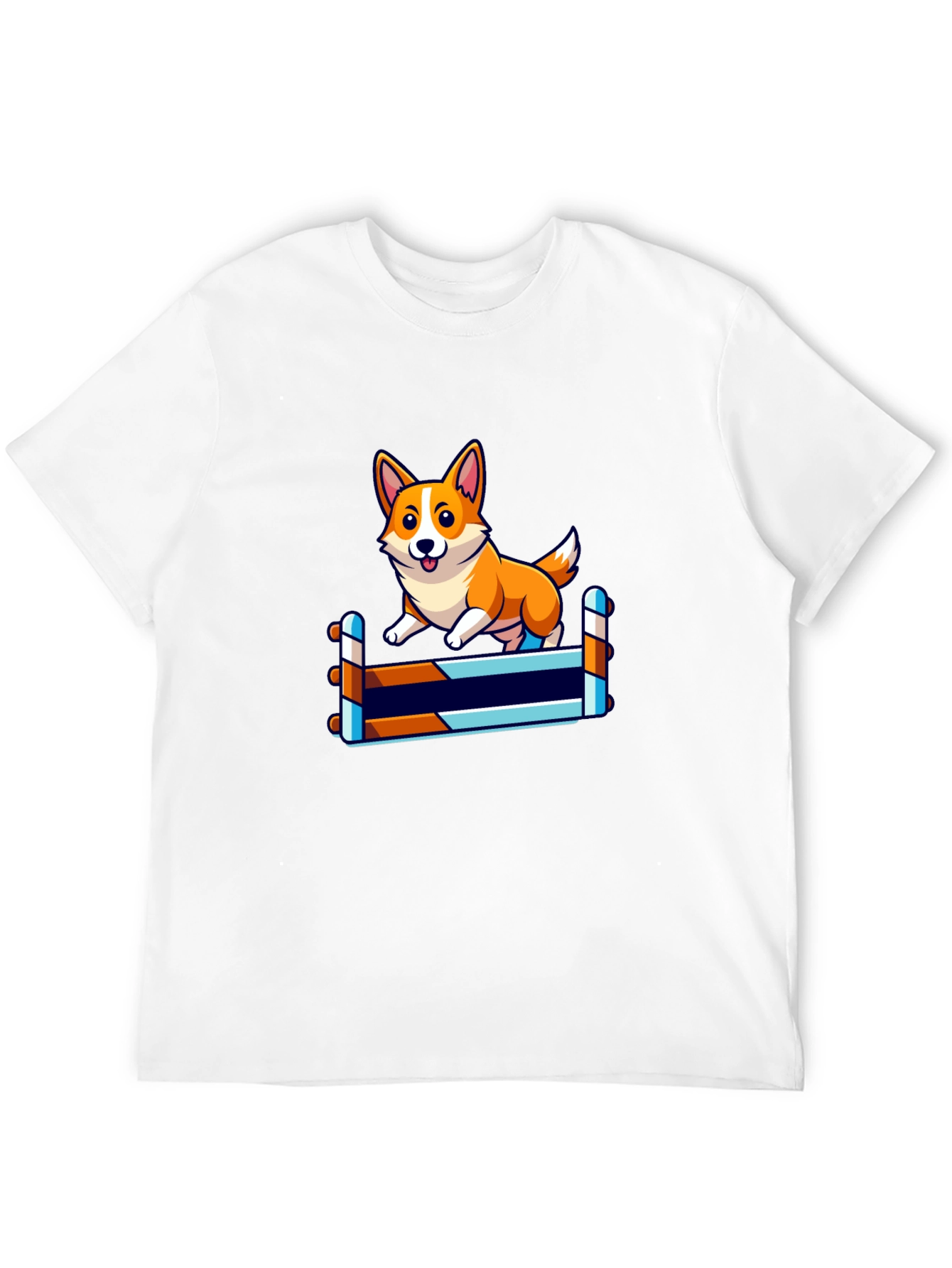 Corgi Jumping Hurdles Black T-Shirt