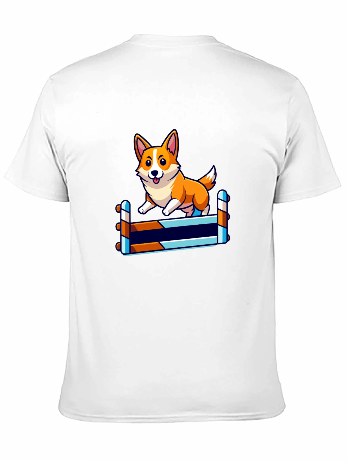 Corgi Jumping Hurdles Black T-Shirt