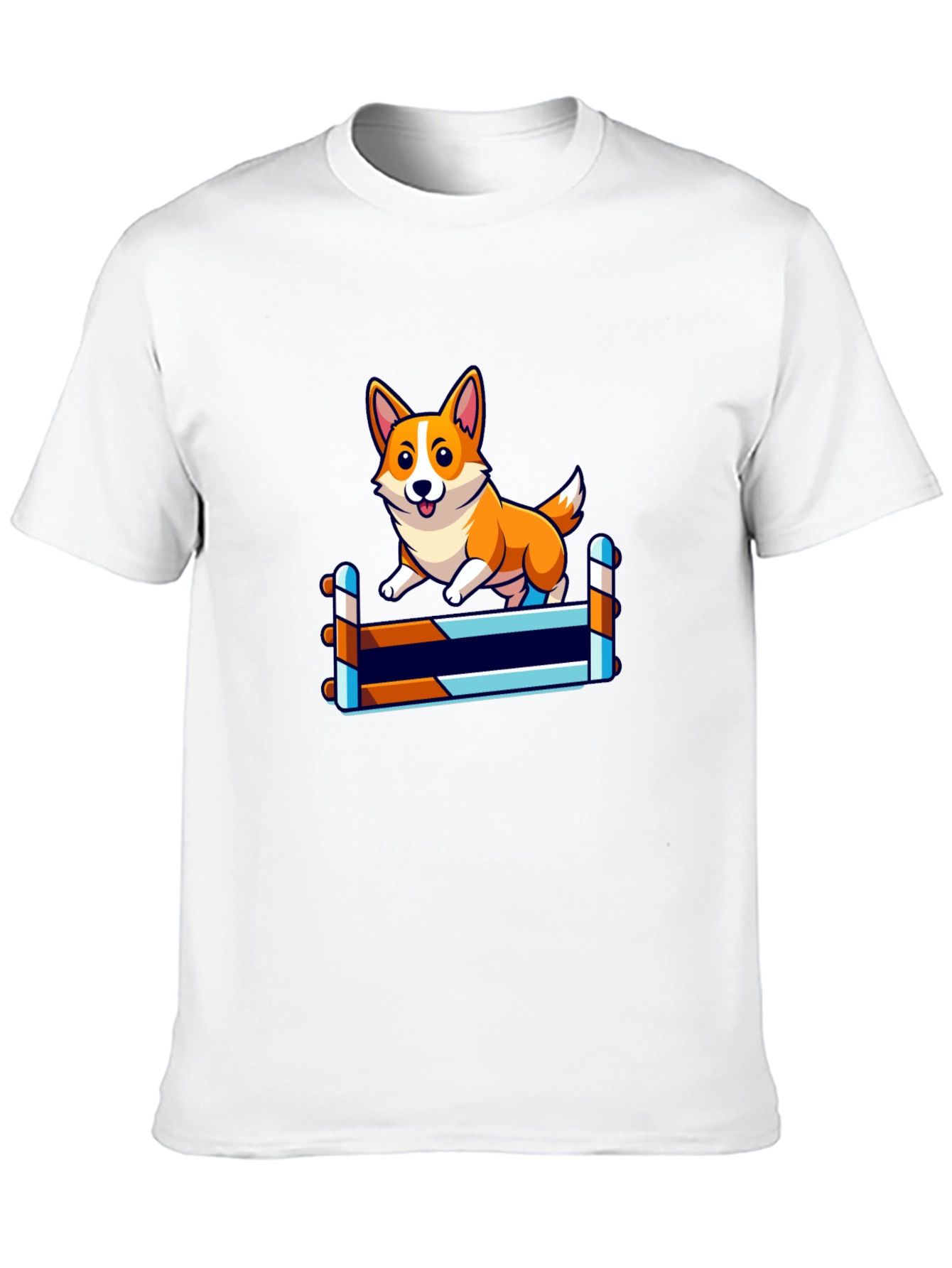 Corgi Jumping Hurdles Black T-Shirt