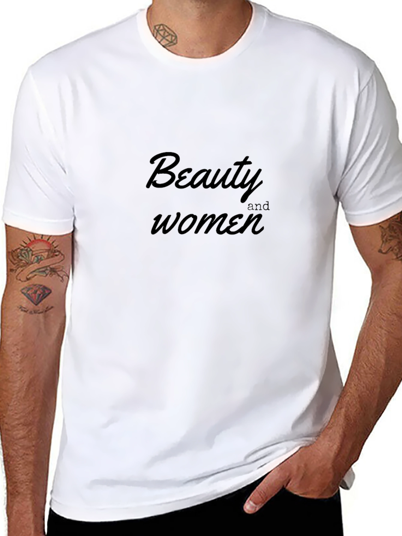 Beauty and Women Black T-Shirt