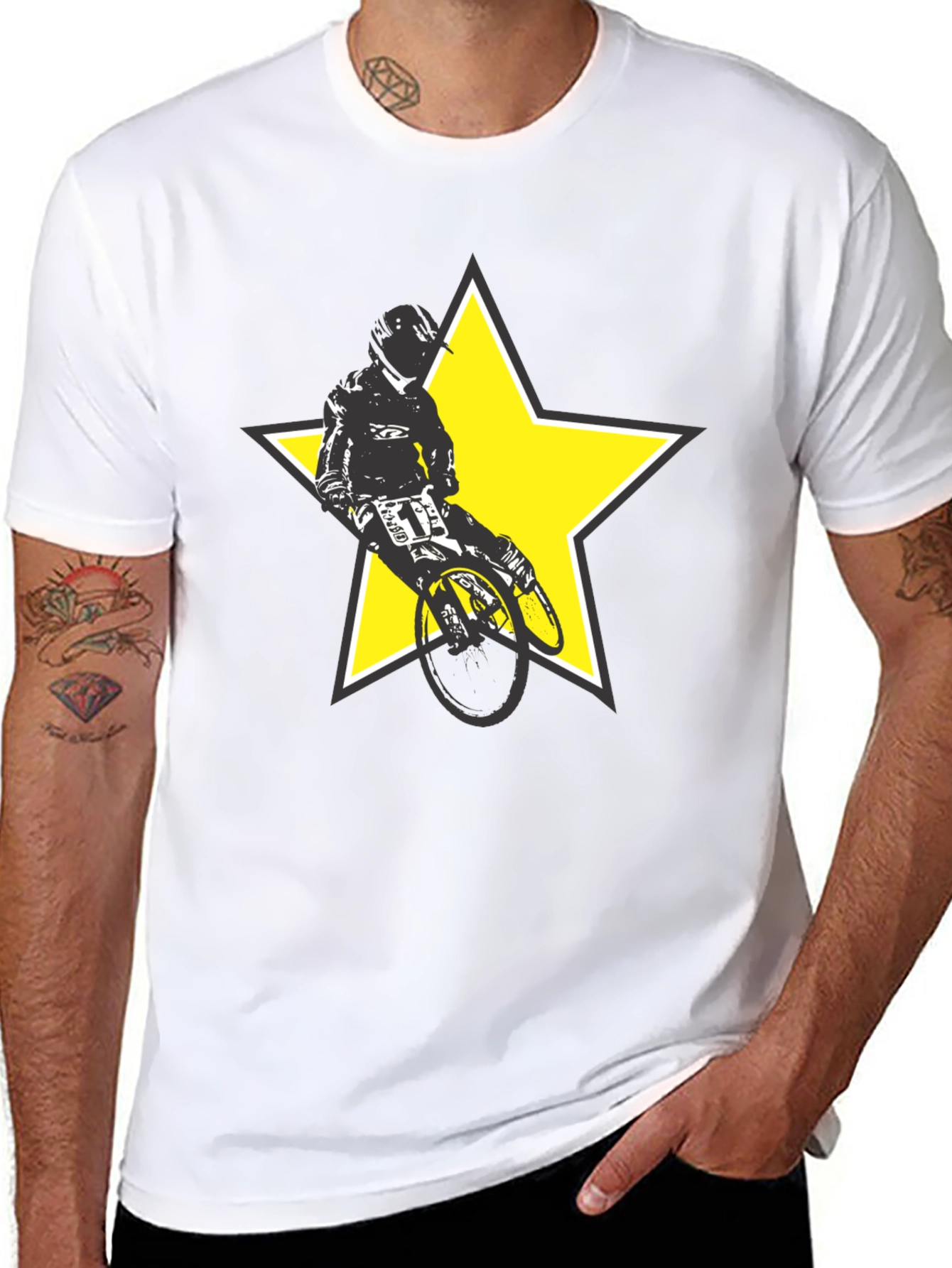 BMX Rider Star Graphic Tee - Stylish Black T-Shirt