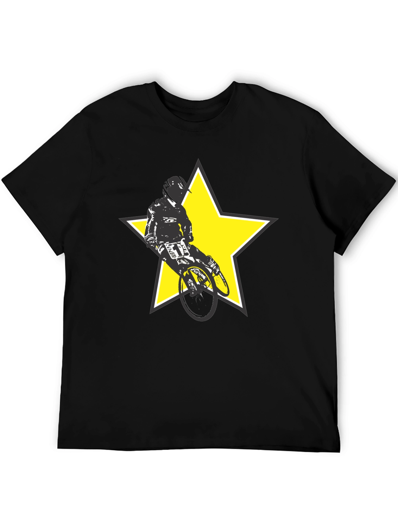 BMX Rider Star Graphic Tee - Stylish Black T-Shirt