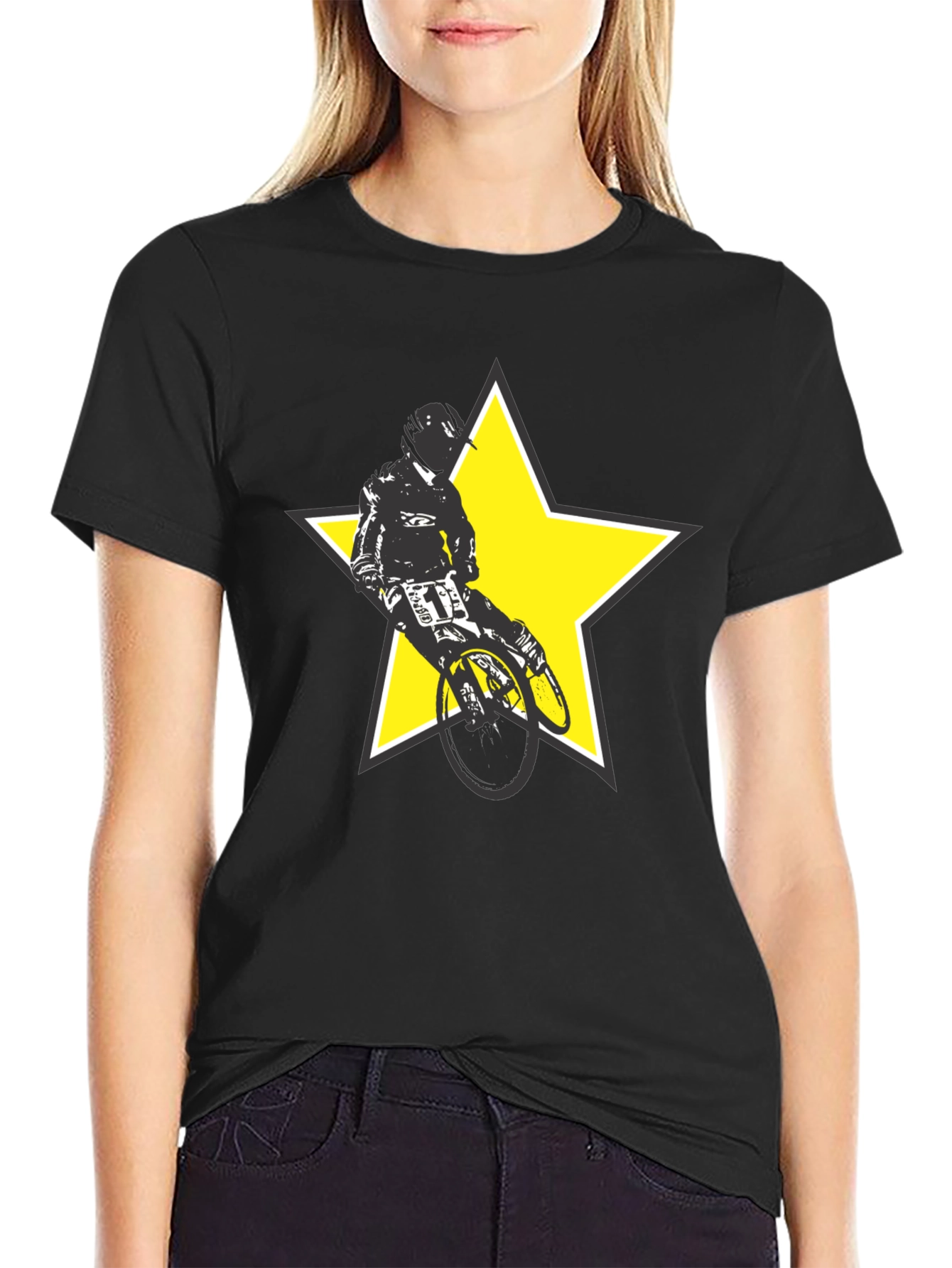 BMX Rider Star Graphic Tee - Stylish Black T-Shirt