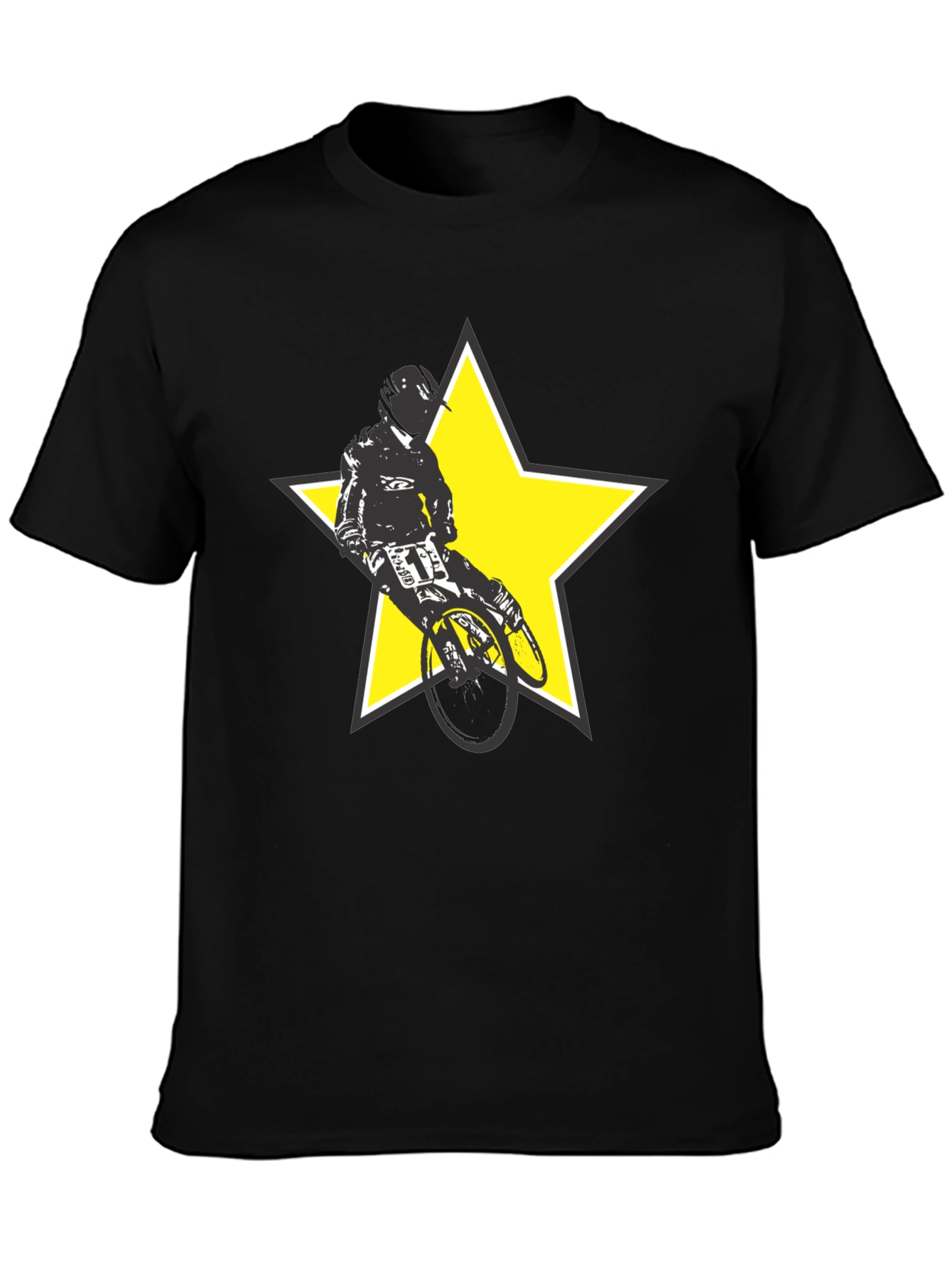 BMX Rider Star Graphic Tee - Stylish Black T-Shirt