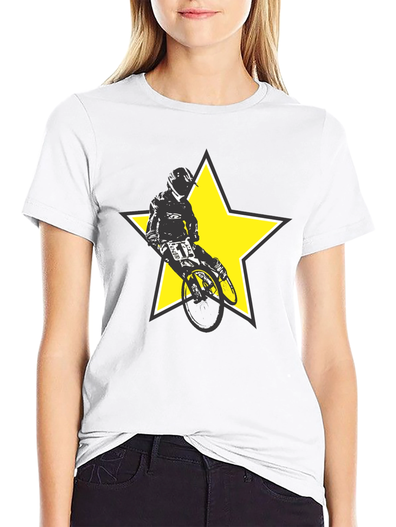 BMX Rider Star Graphic Tee - Stylish Black T-Shirt