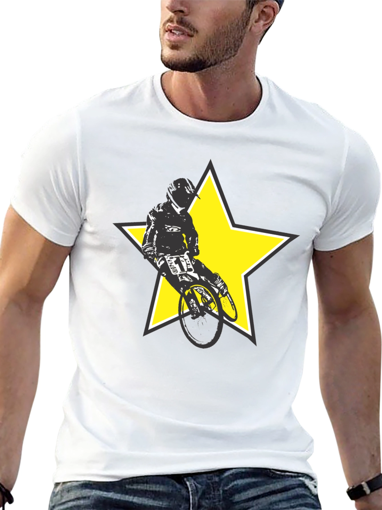 BMX Rider Star Graphic Tee - Stylish Black T-Shirt