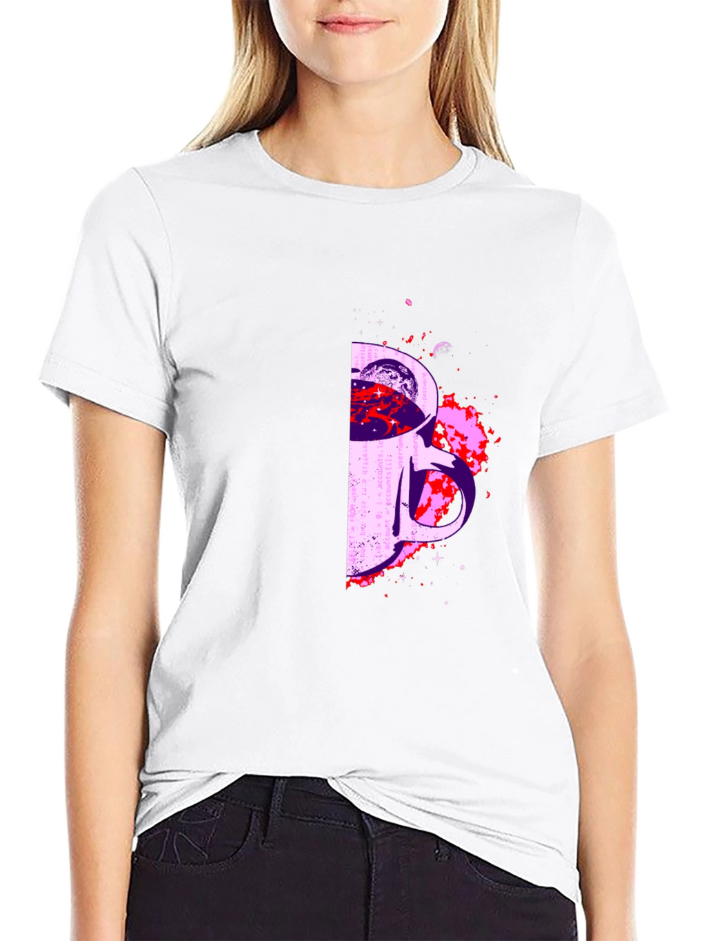 Cosmic Coffee Mug Graphic T-Shirt - Black