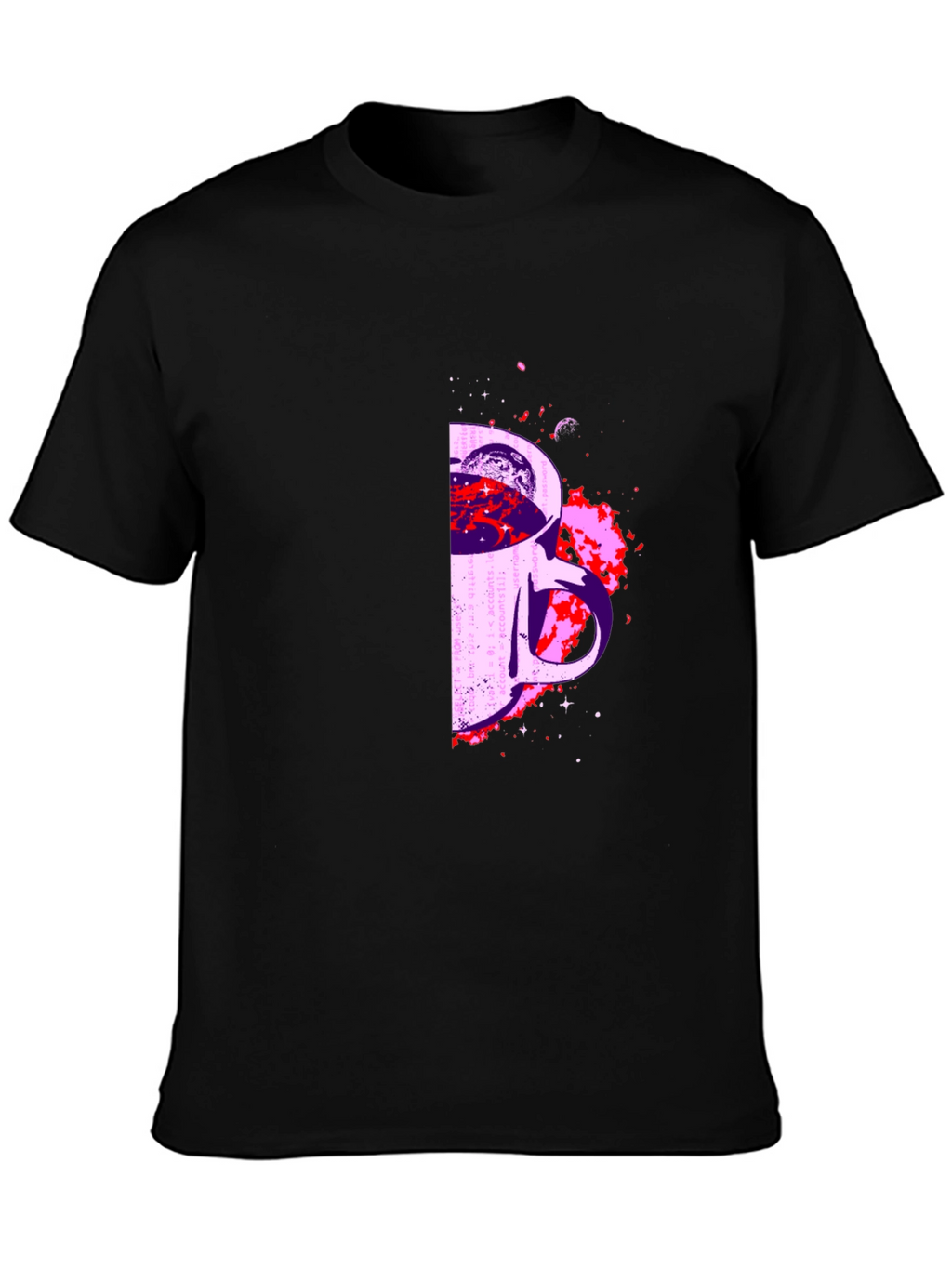 Cosmic Coffee Mug Graphic T-Shirt - Black