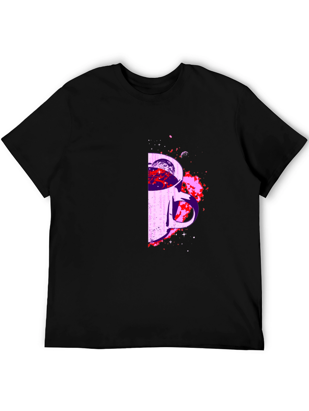 Cosmic Coffee Mug Graphic T-Shirt - Black