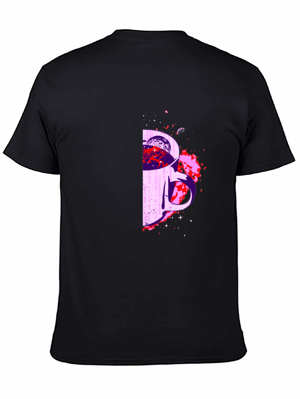 Cosmic Coffee Mug Graphic T-Shirt - Black