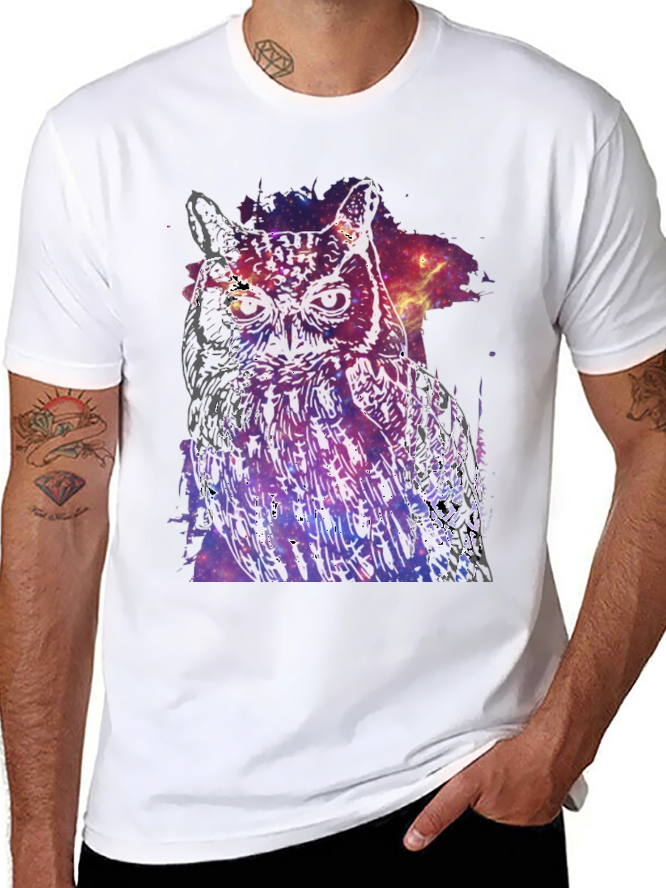 Cosmic Owl Graphic T-Shirt
