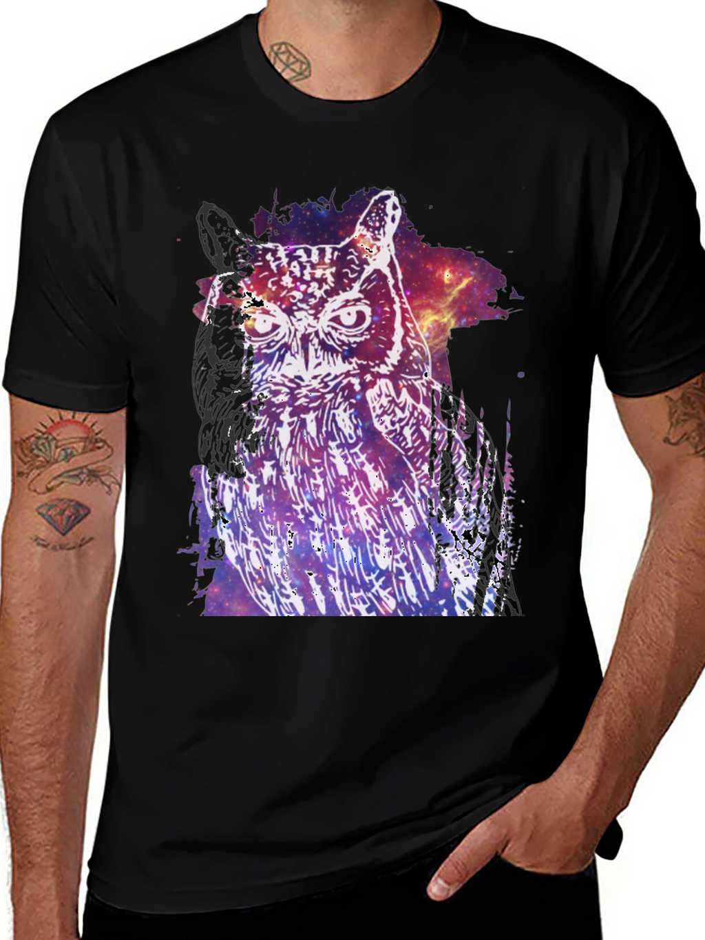 Cosmic Owl Graphic T-Shirt