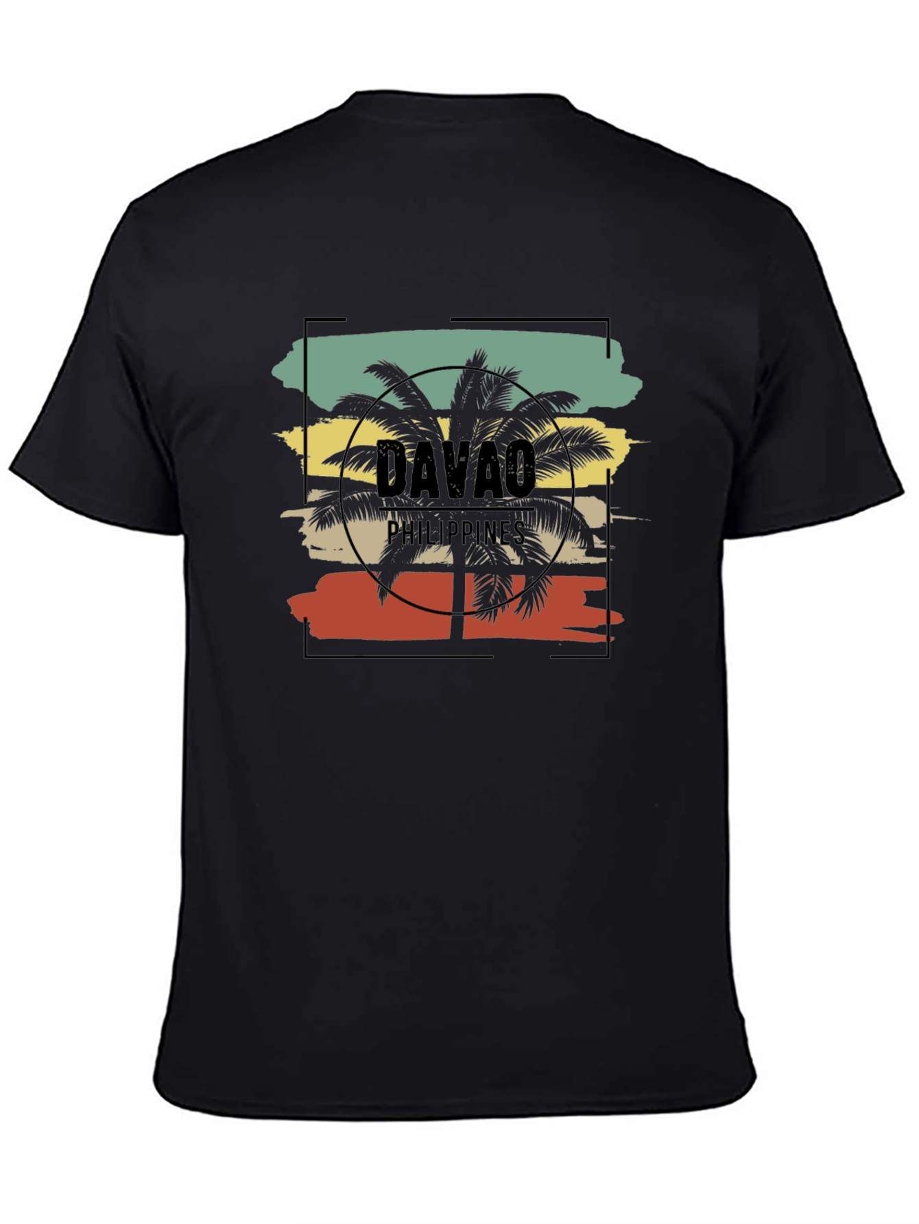 Davao Philippines T-Shirt Palm Tree Graphic Tee Black