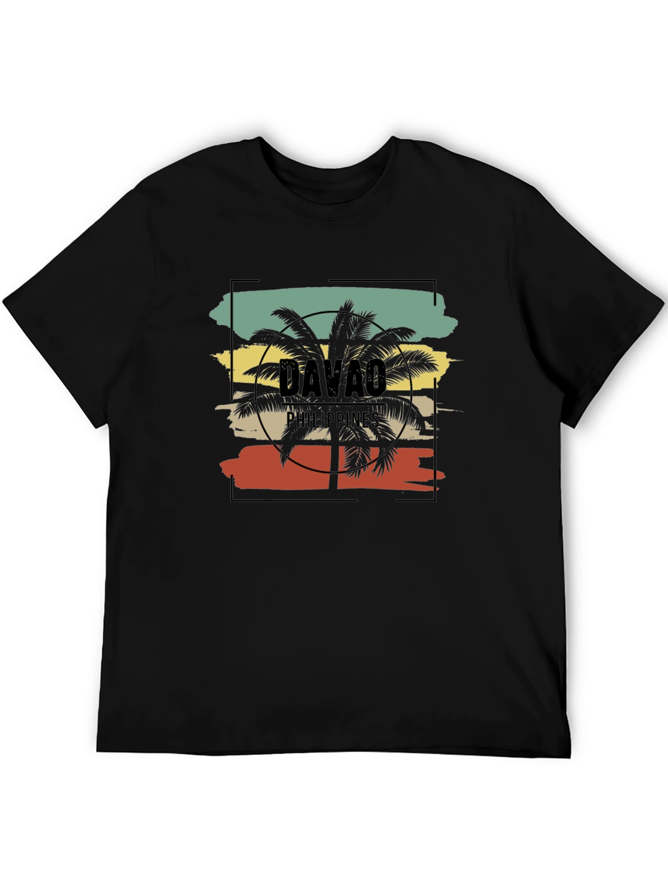 Davao Philippines T-Shirt Palm Tree Graphic Tee Black