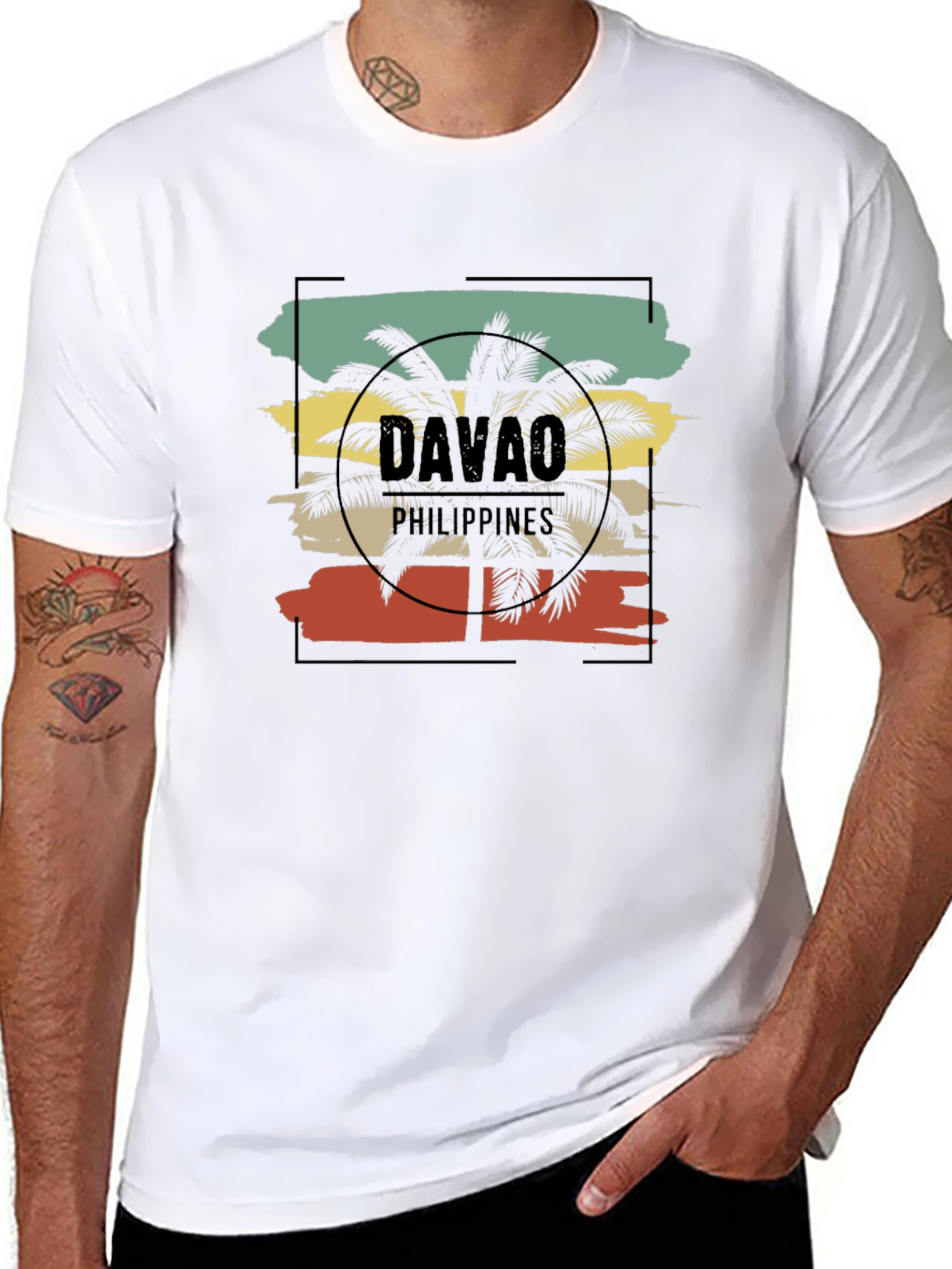Davao Philippines T-Shirt Palm Tree Graphic Tee Black