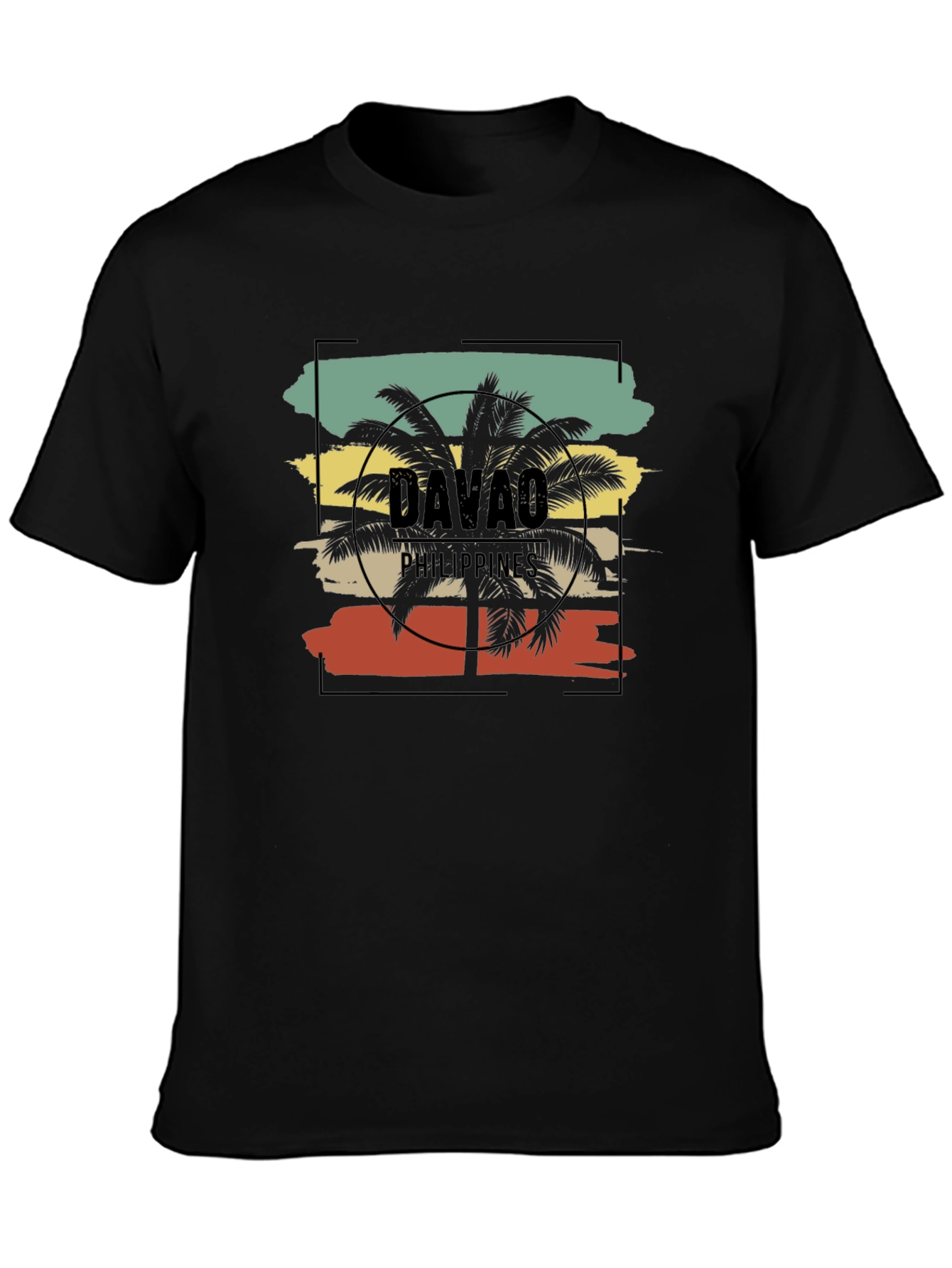 Davao Philippines T-Shirt Palm Tree Graphic Tee Black