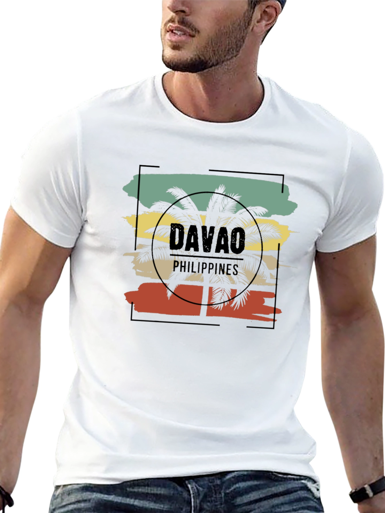 Davao Philippines T-Shirt Palm Tree Graphic Tee Black