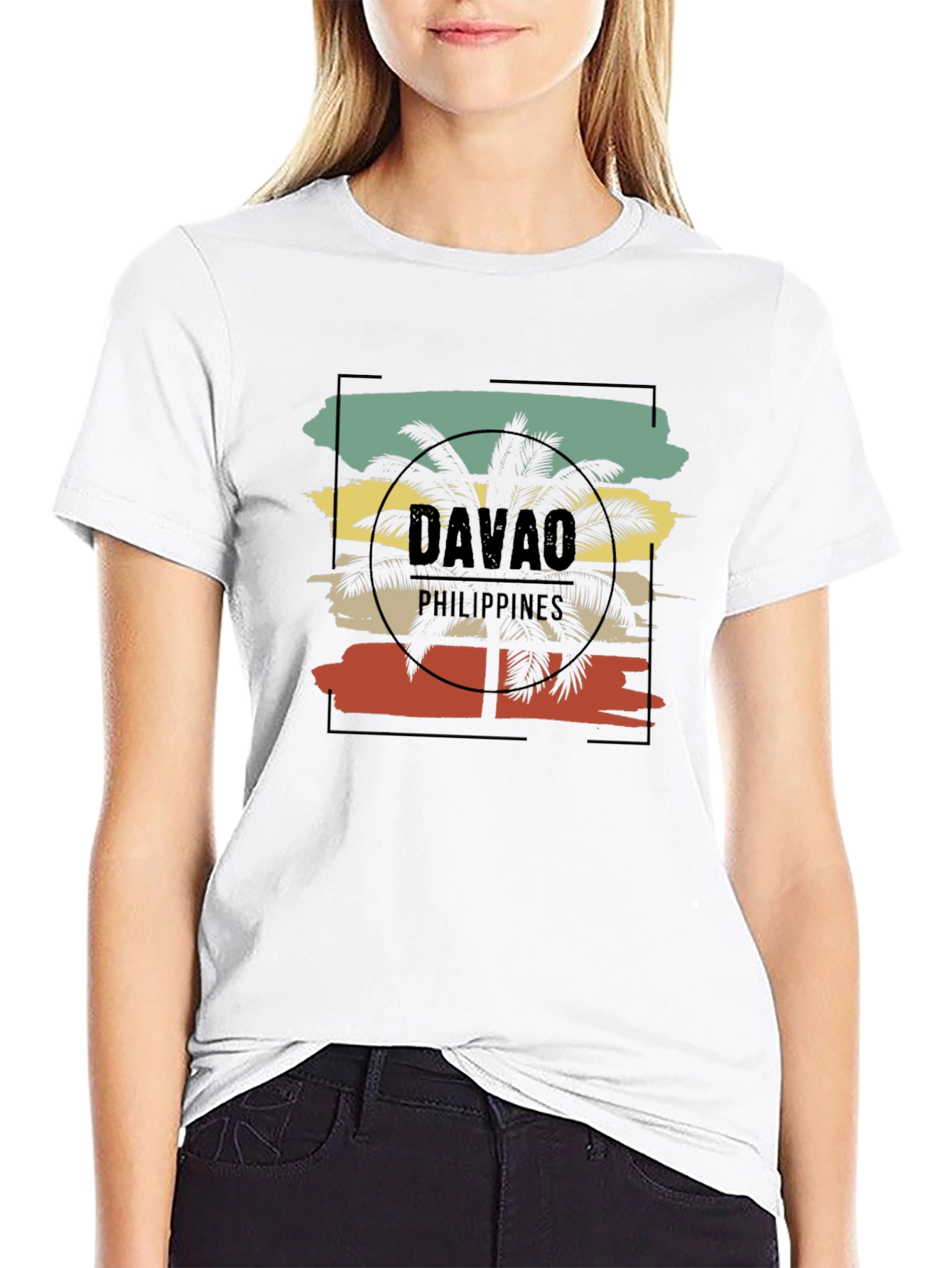 Davao Philippines T-Shirt Palm Tree Graphic Tee Black