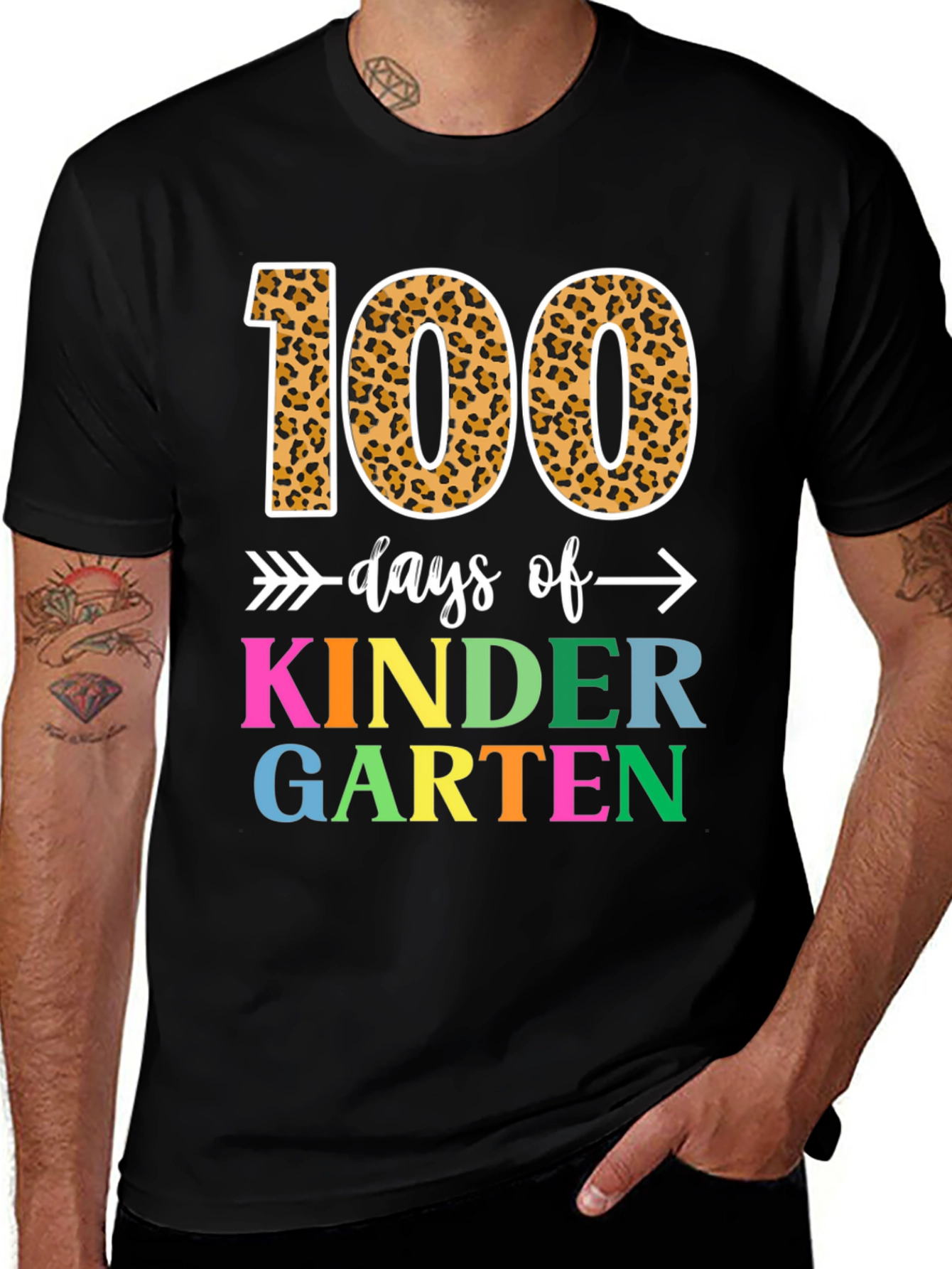 100 Days of Kindergarten T-Shirt Leopard Print Numbers