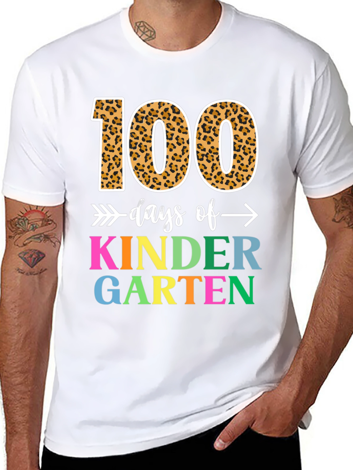 100 Days of Kindergarten T-Shirt Leopard Print Numbers