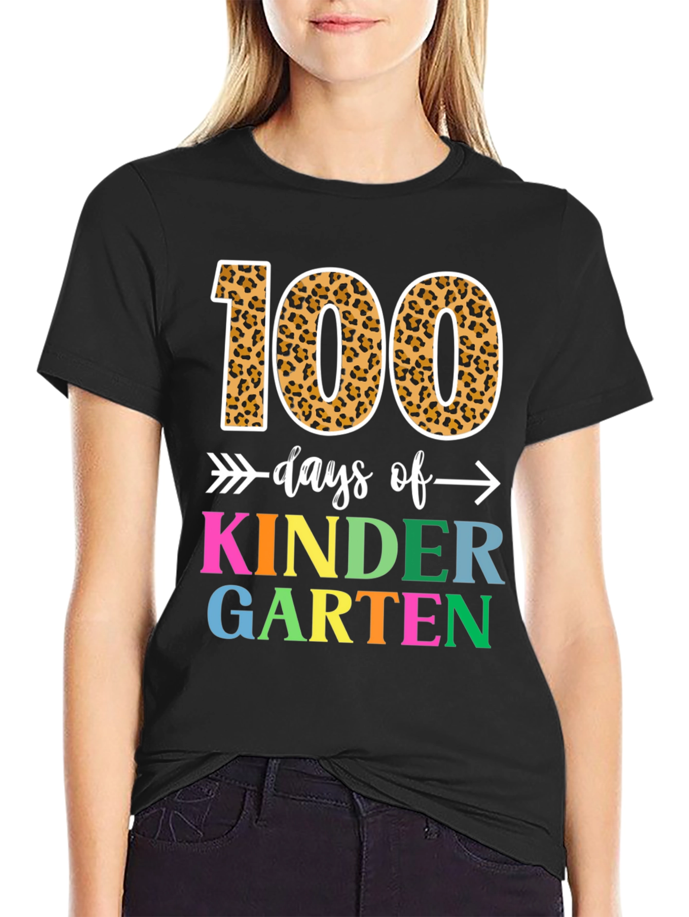 100 Days of Kindergarten T-Shirt Leopard Print Numbers
