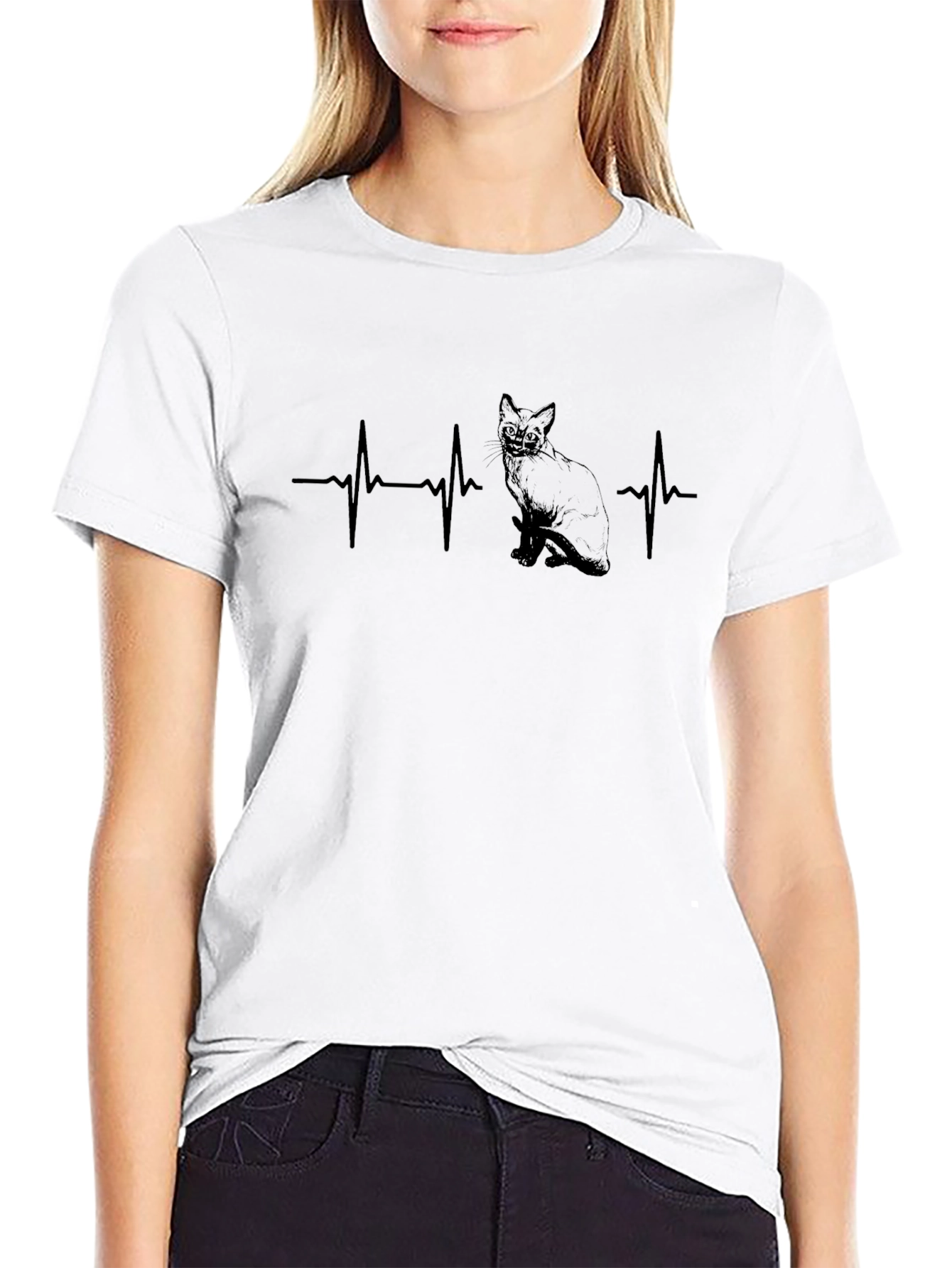 Cat Lover T-Shirt - Heartbeat Design