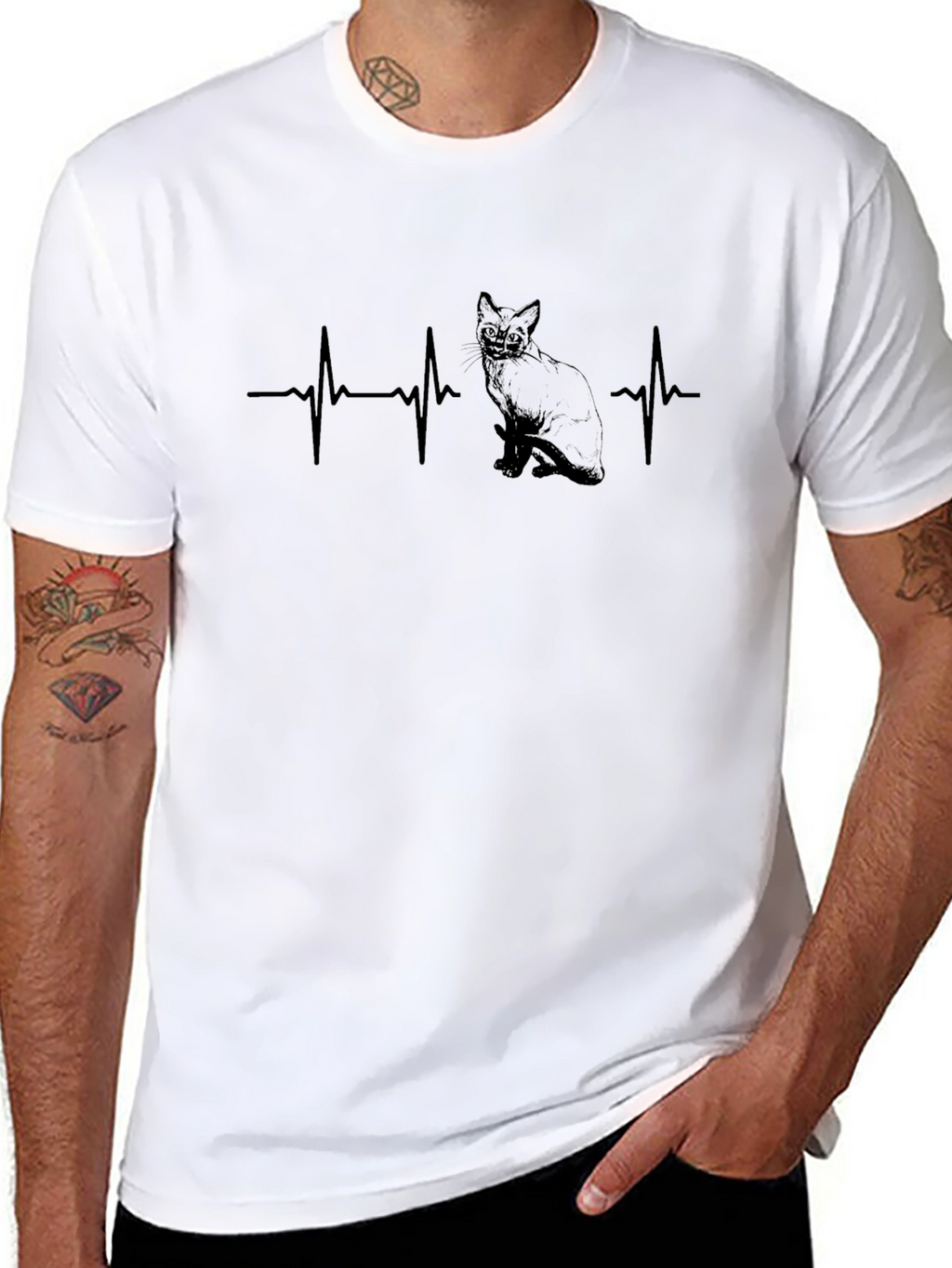 Cat Lover T-Shirt - Heartbeat Design