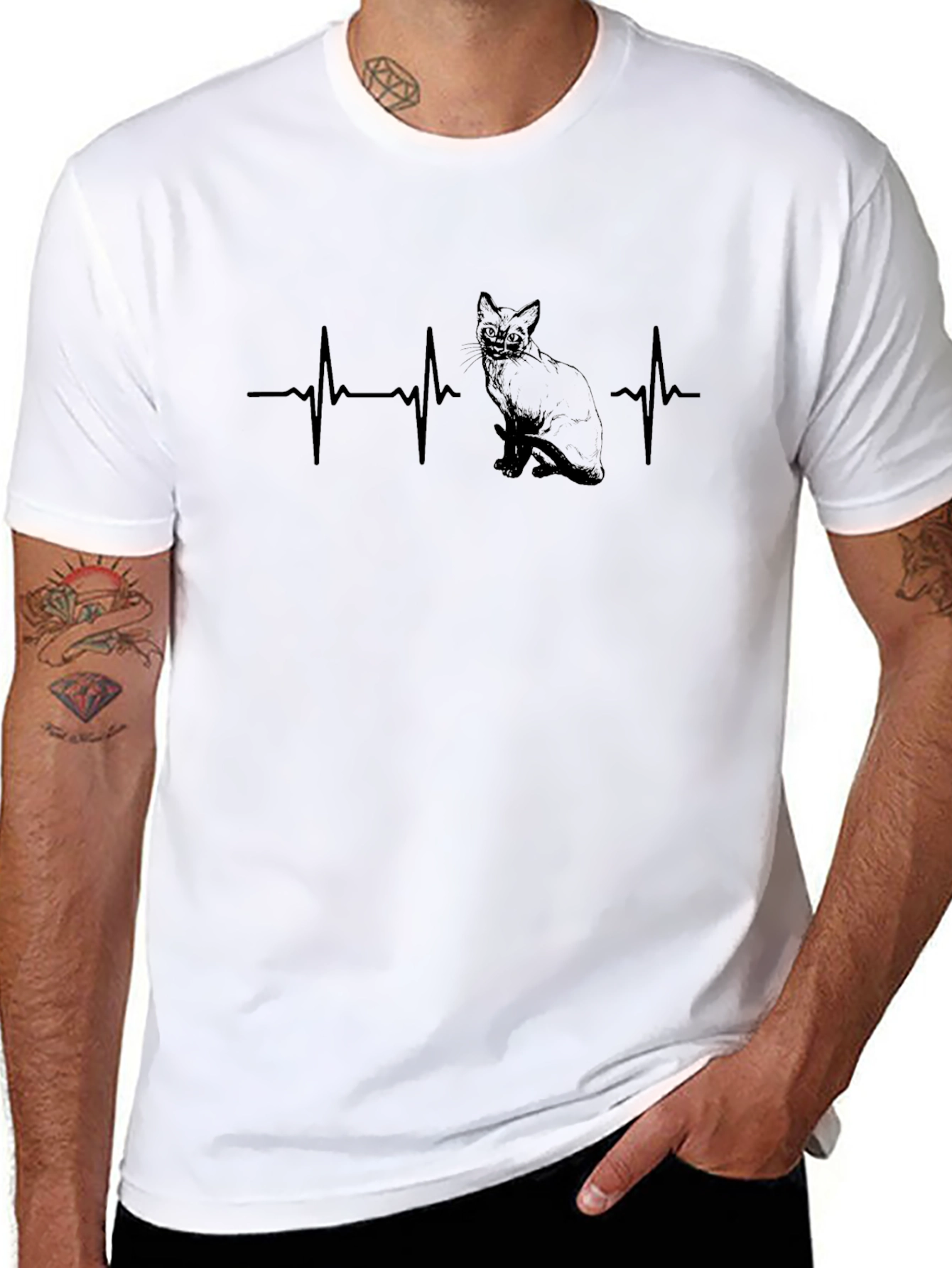 Cat Lover T-Shirt - Heartbeat Design