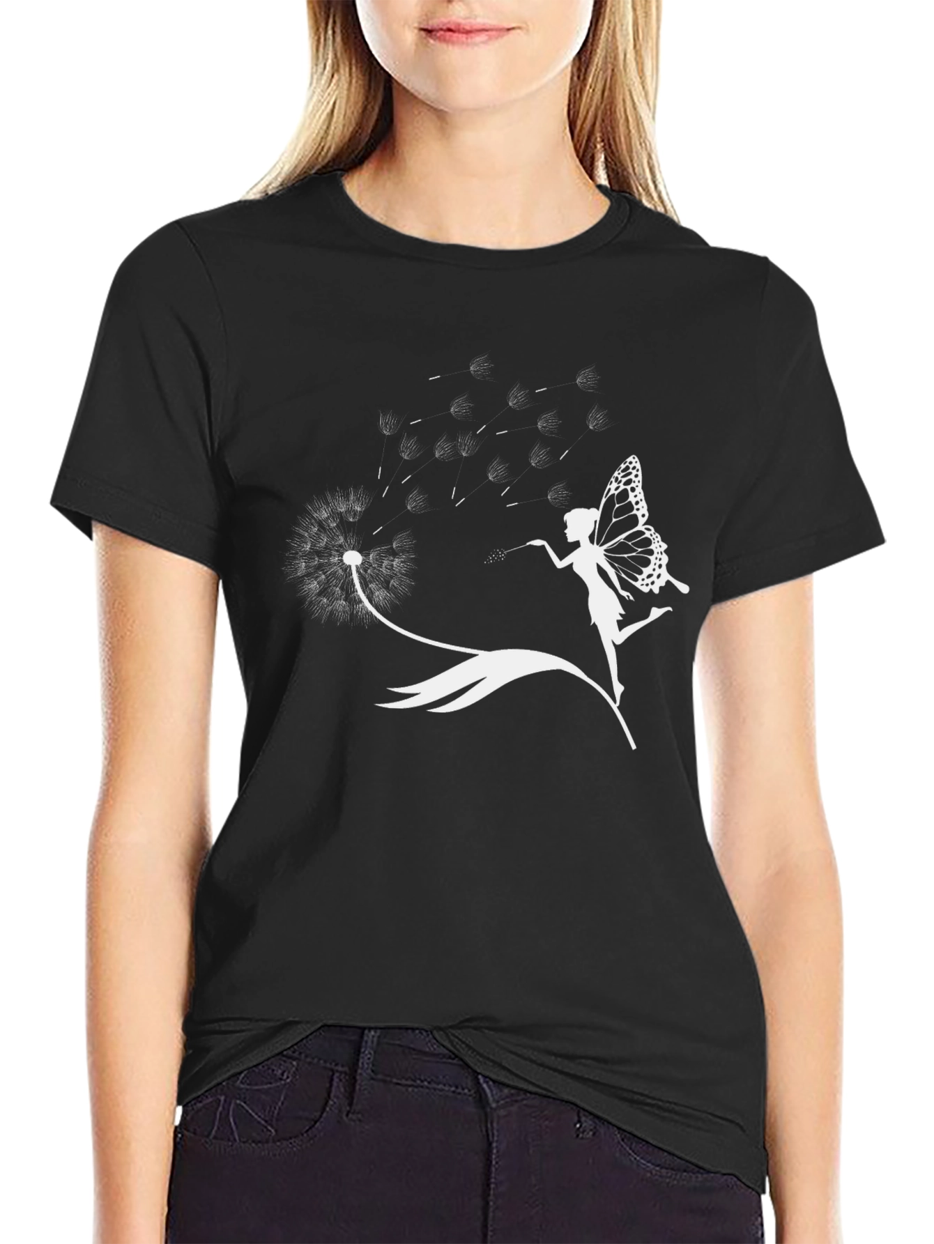Dandelion Fairy Graphic T-Shirt - Black