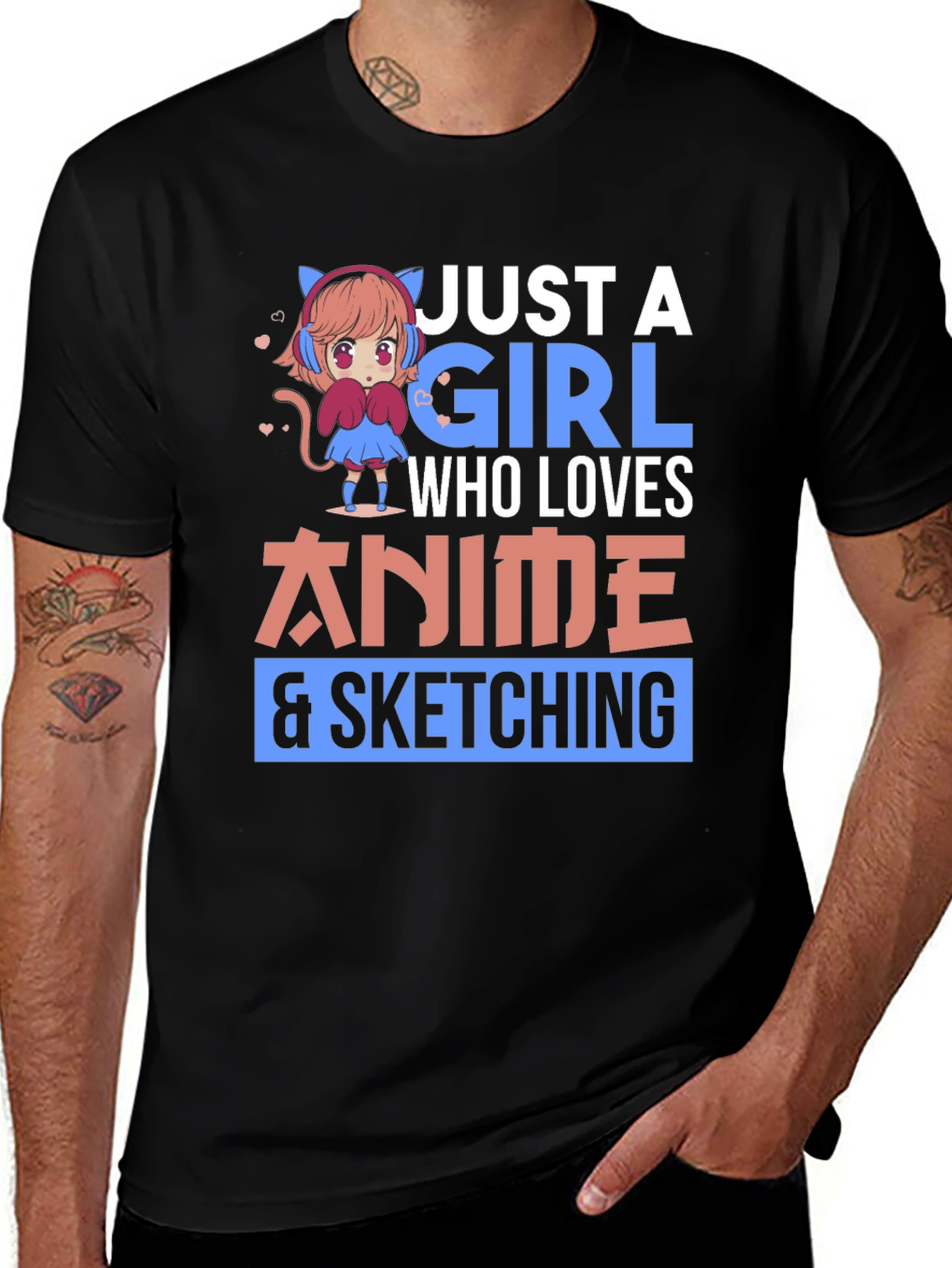 Anime Lover T-Shirt - Just A Girl Who Loves Anime & Sketching