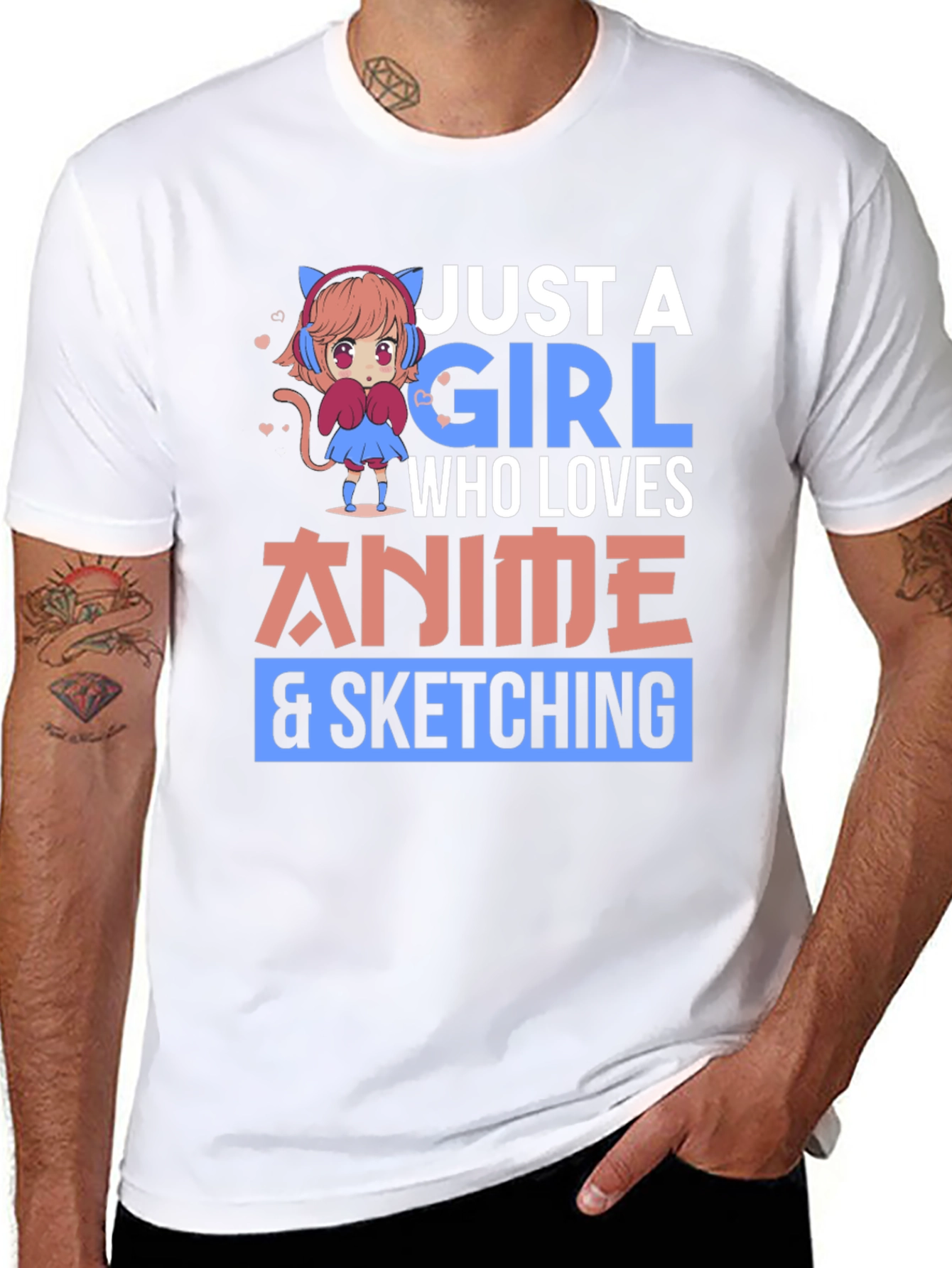 Anime Lover T-Shirt - Just A Girl Who Loves Anime & Sketching