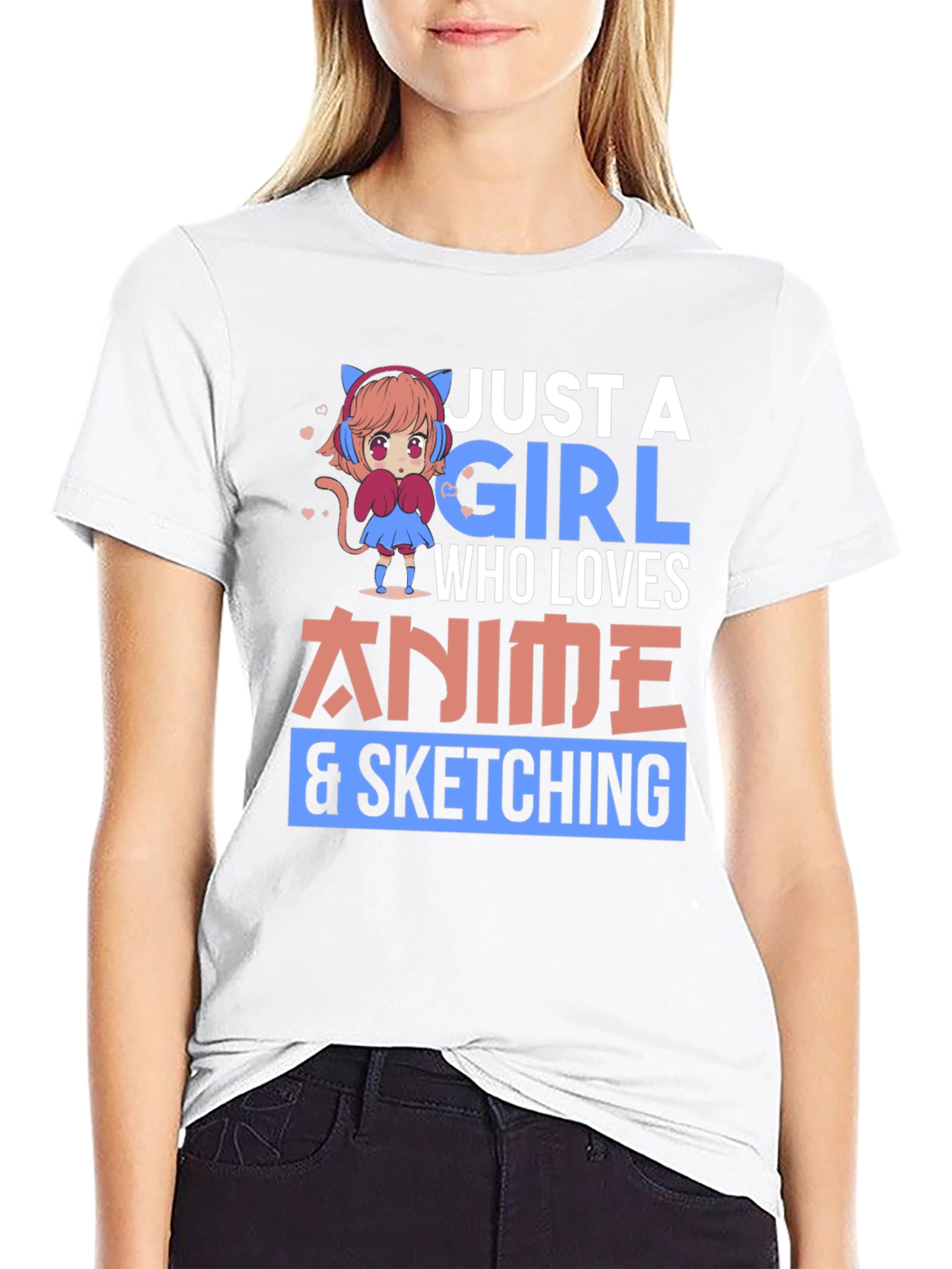 Anime Lover T-Shirt - Just A Girl Who Loves Anime & Sketching