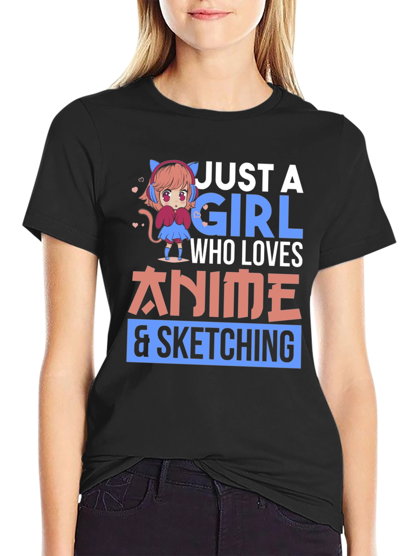 Anime Lover T-Shirt - Just A Girl Who Loves Anime & Sketching