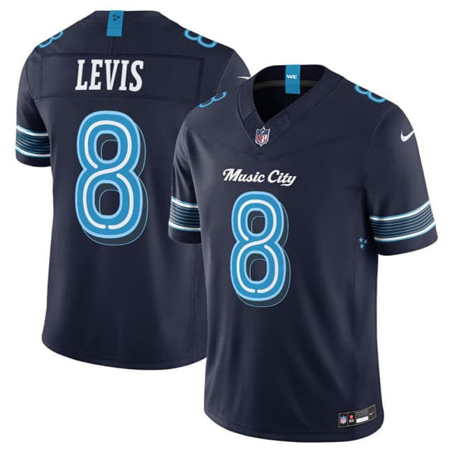 Men's Tennessee Titans #8 Will Levis Navy 2026 F.U.S.E. 'Music City' Rivalries Collection Limited Football Stitched Jersey