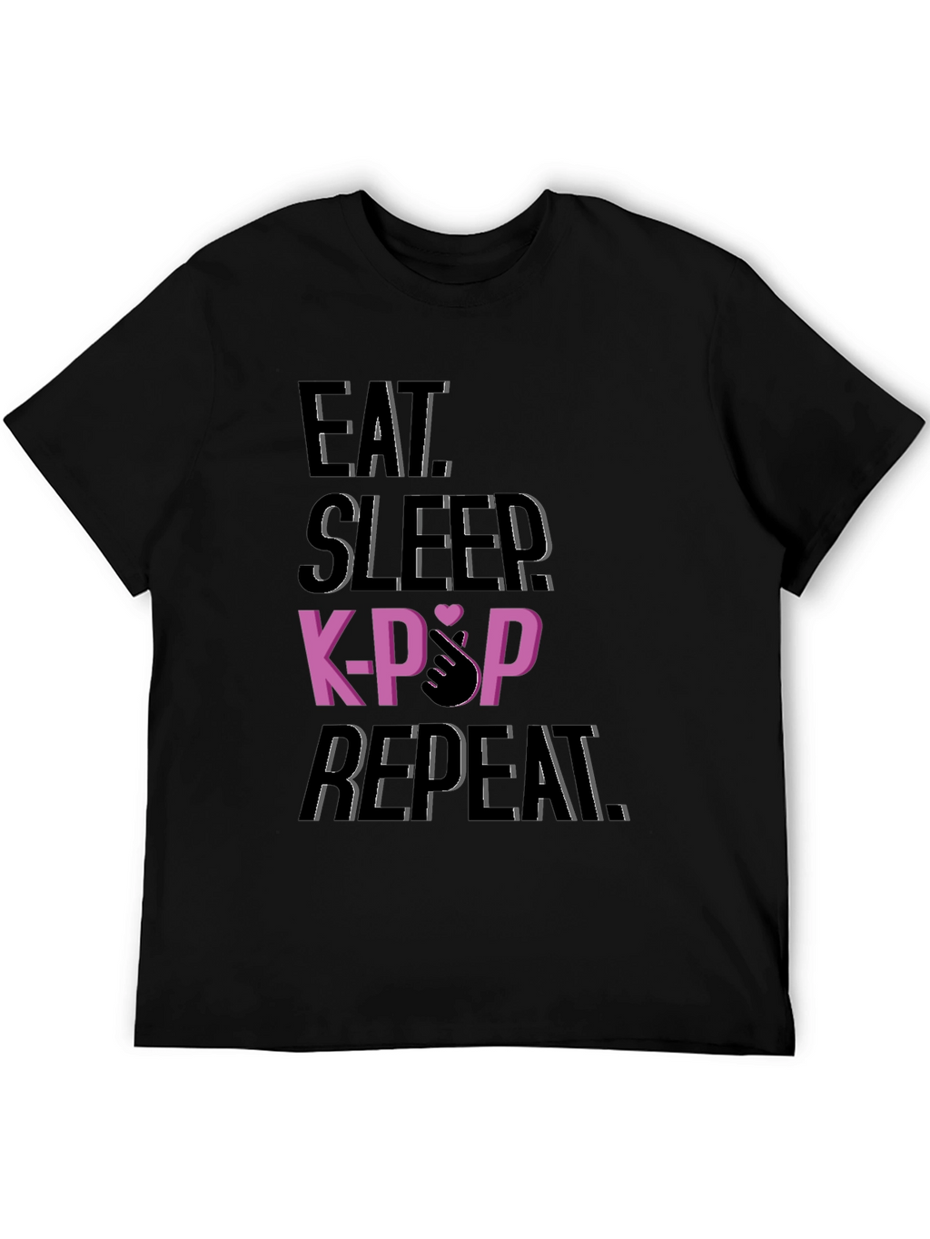 Eat Sleep K-Pop Repeat Black T-Shirt