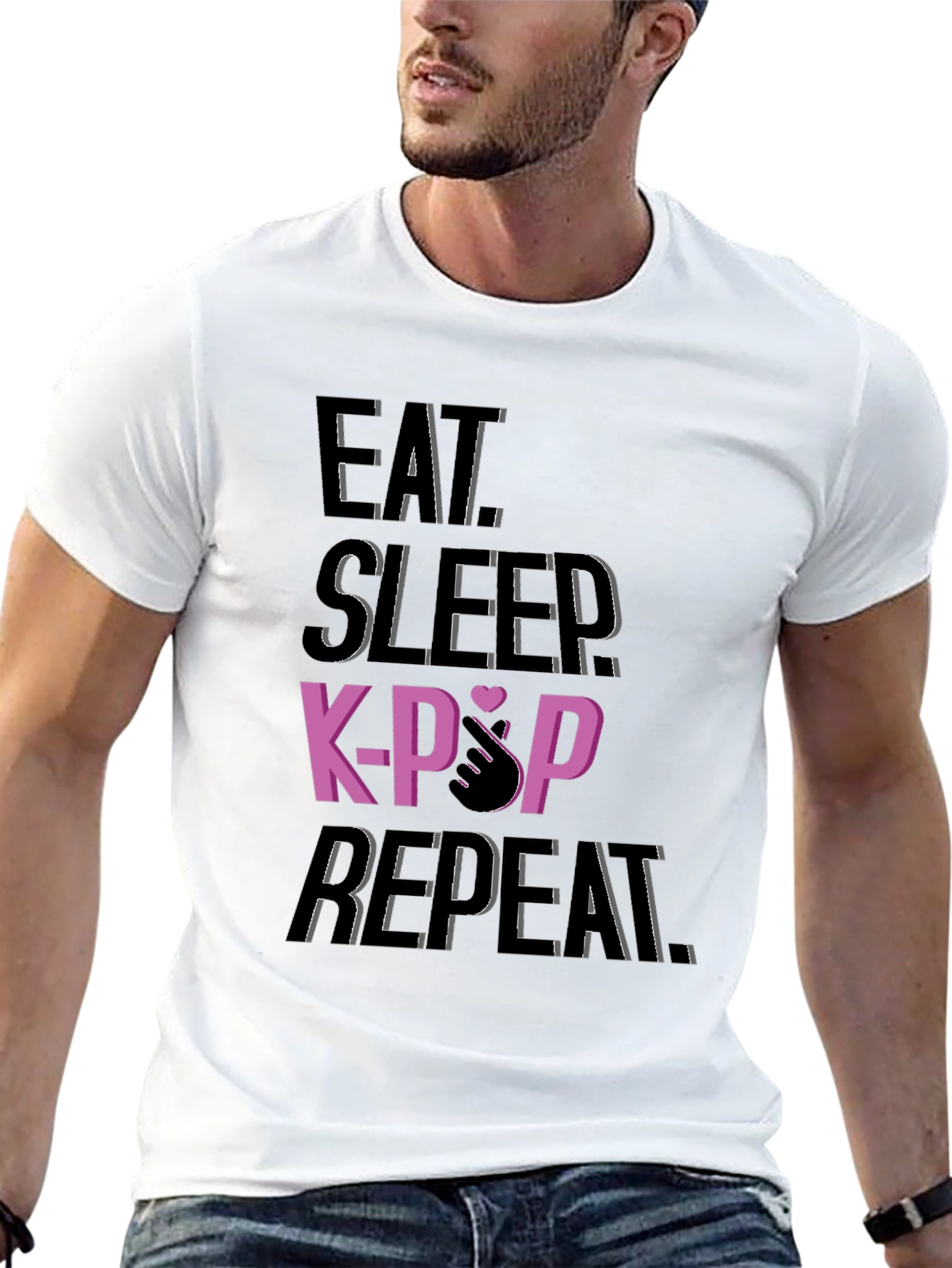 Eat Sleep K-Pop Repeat Black T-Shirt