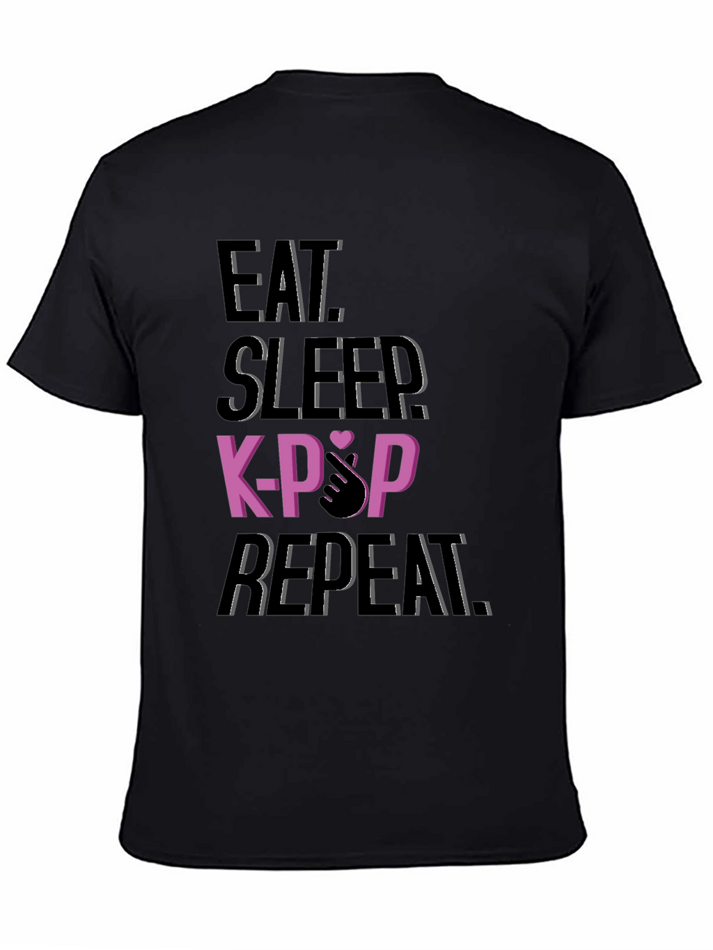 Eat Sleep K-Pop Repeat Black T-Shirt